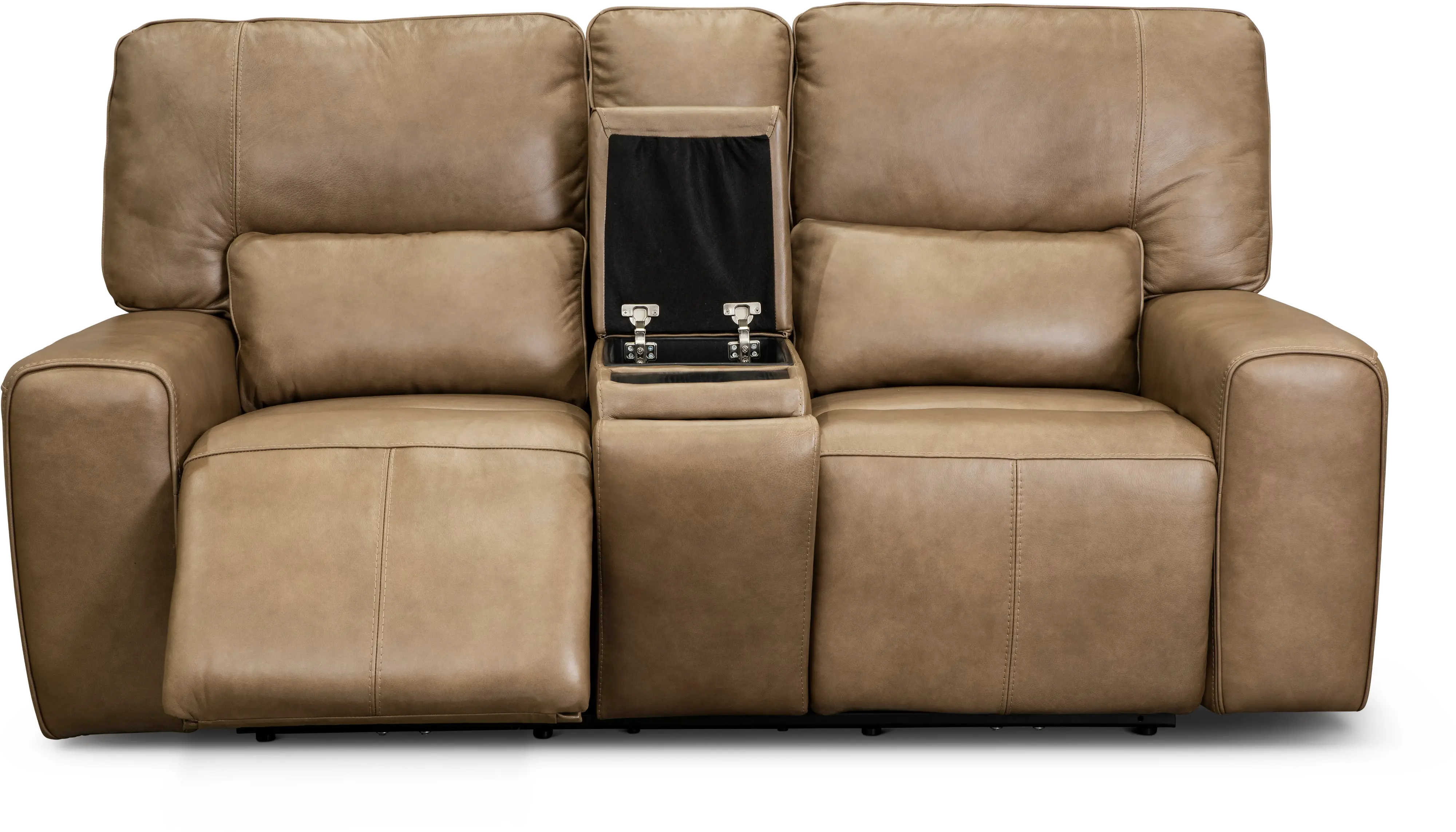 Zero Gravity Saddle Brown Leather Power Reclining Loveseat with Console-4