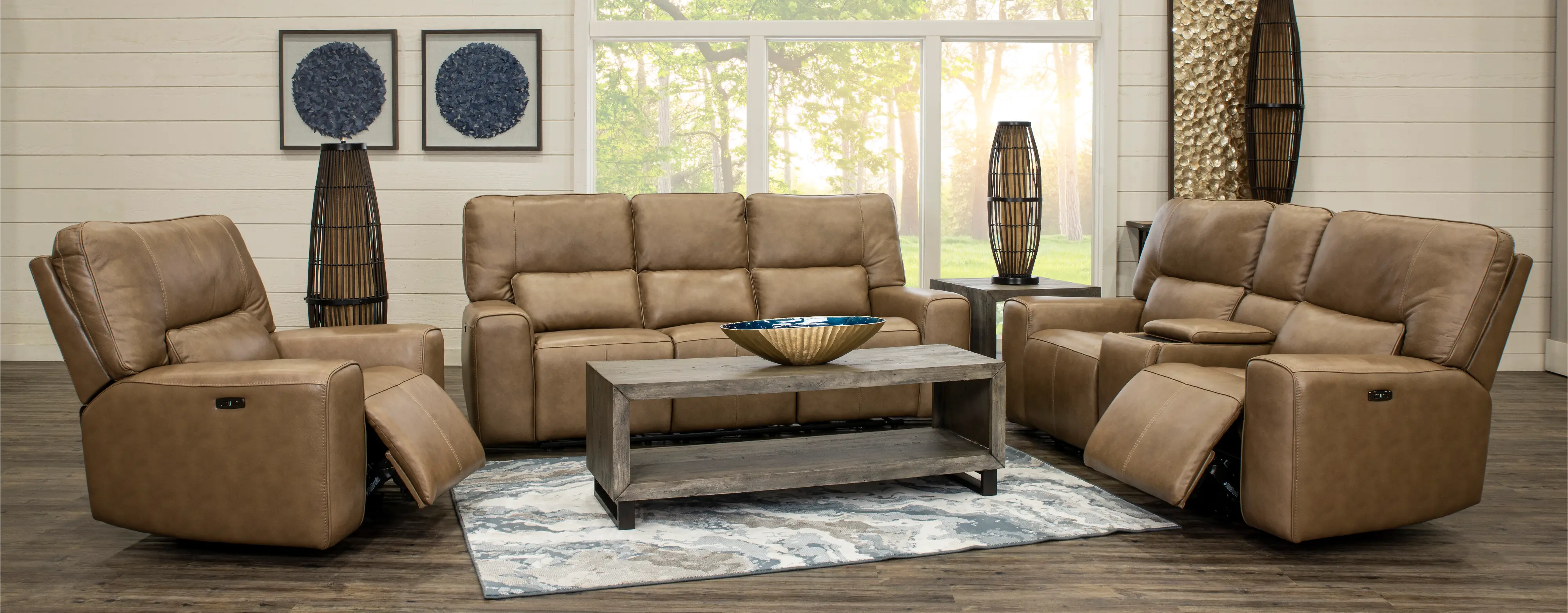 Zero Gravity Saddle Brown Leather Power Reclining Loveseat with Console-2