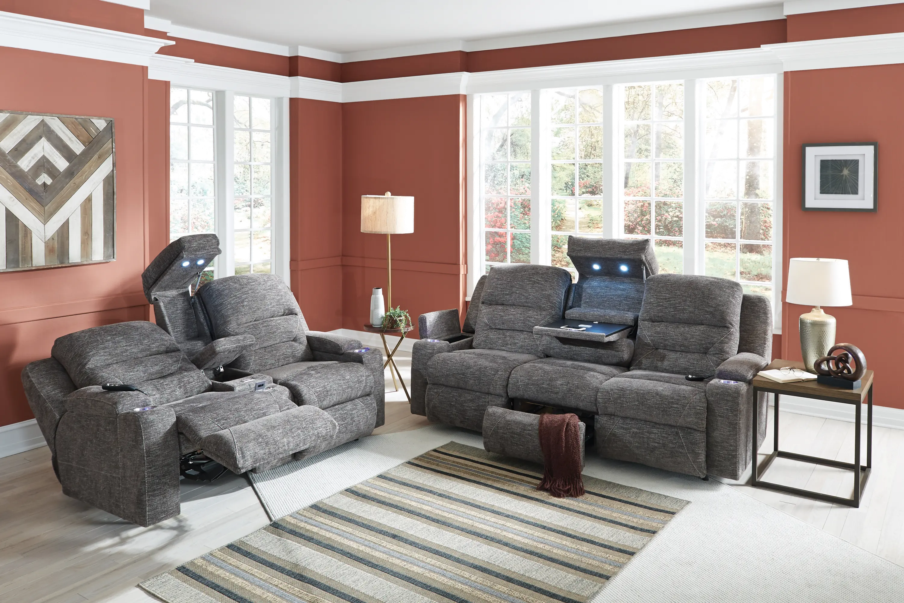 Beacon Pewter Gray Power Reclining Sofa-14
