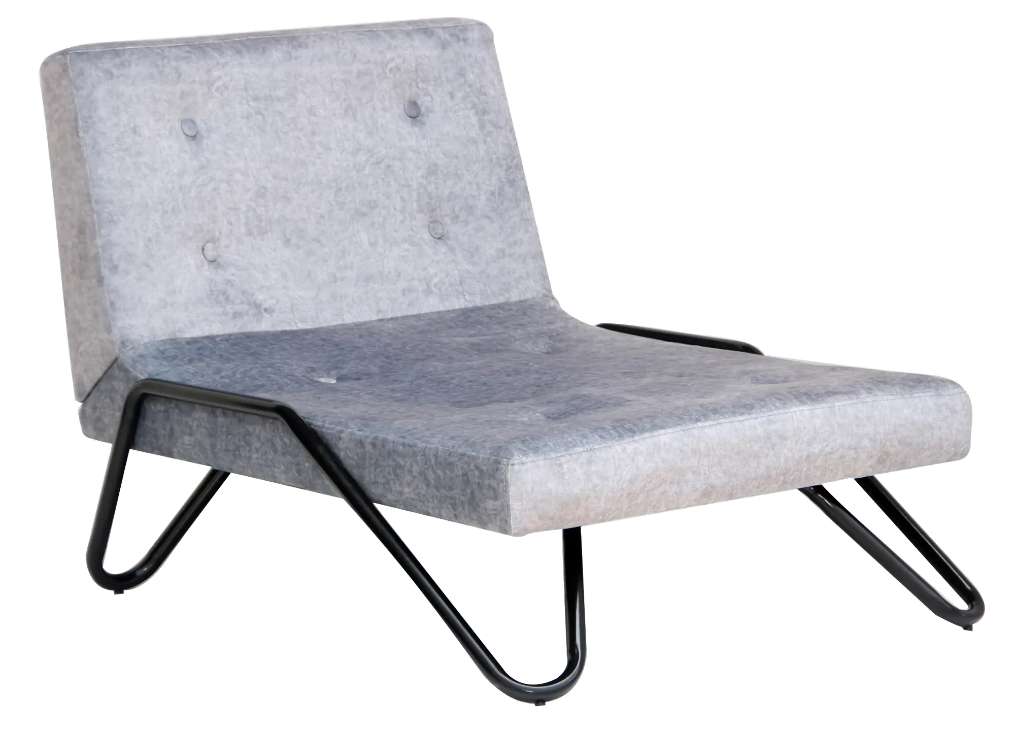 Gray Faux Leather Flip Out Lounge Chair-3
