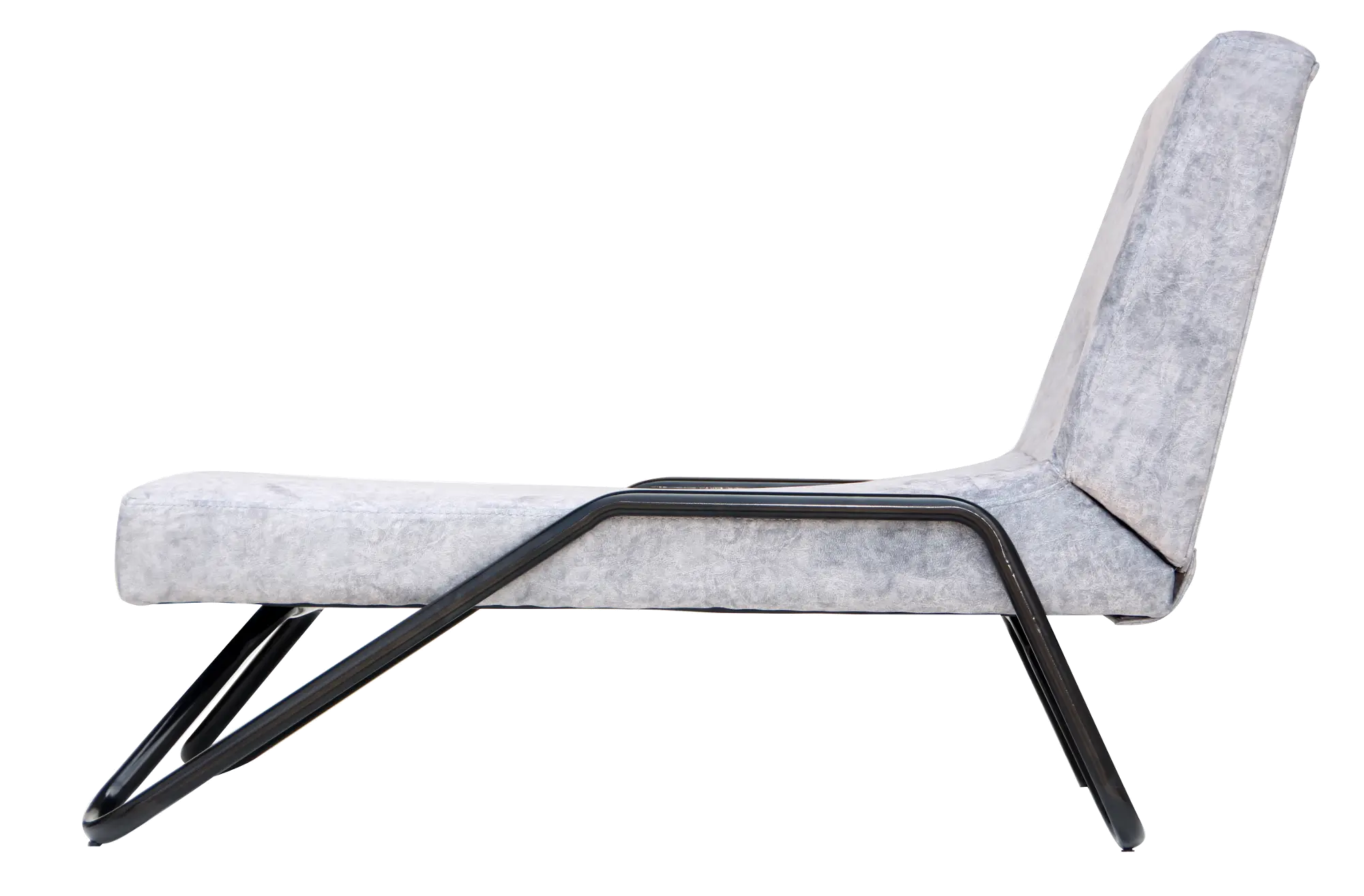 Gray Faux Leather Flip Out Lounge Chair-5