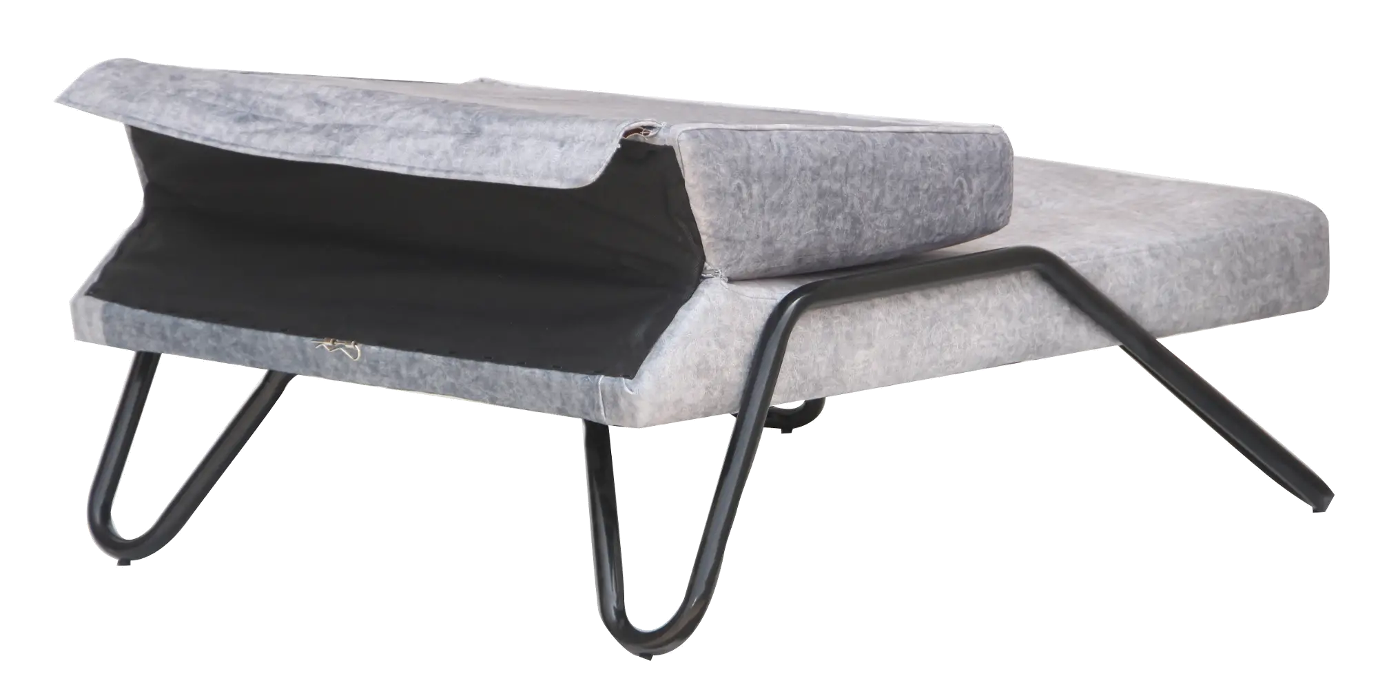 Gray Faux Leather Flip Out Lounge Chair-2