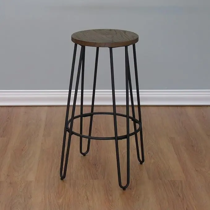 Black Metal and Wood Bar Stool - Quinn-2