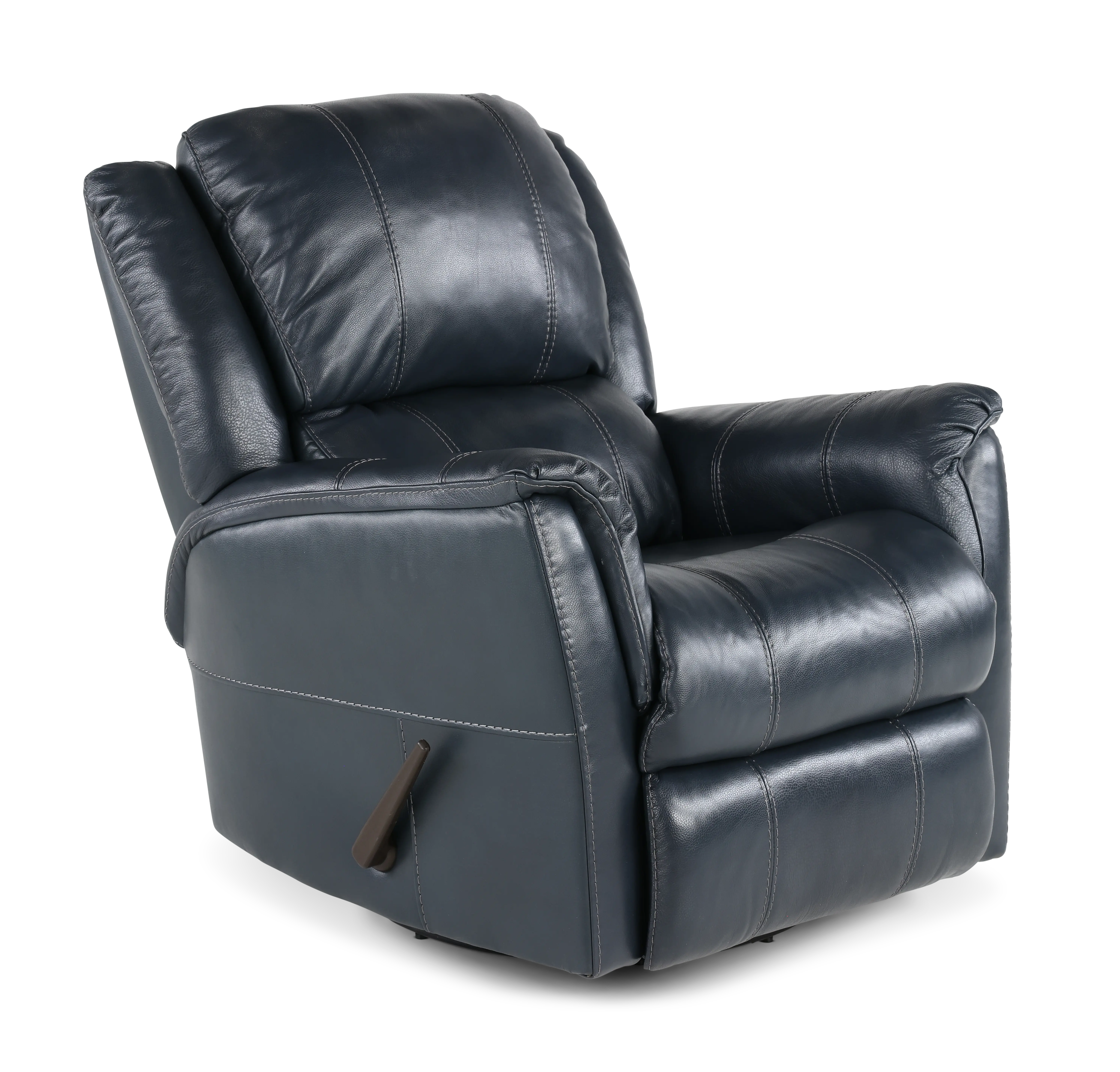 Nadi Ocean Blue Leather-Match Swivel Glider Recliner-1
