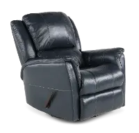 Nadi Ocean Blue Leather-Match Swivel Glider Recliner