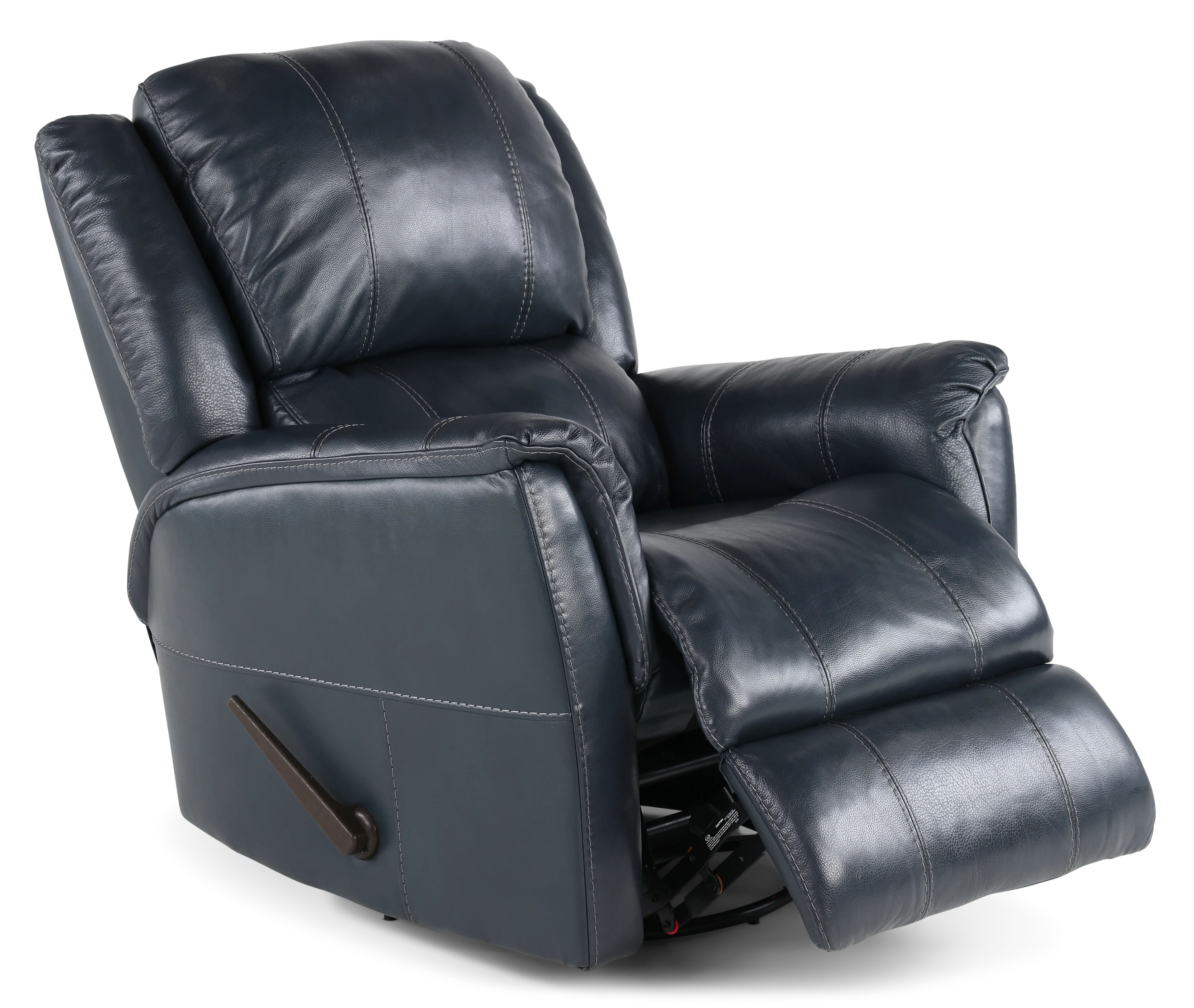 Nadi Ocean Blue Leather-Match Swivel Glider Recliner-5