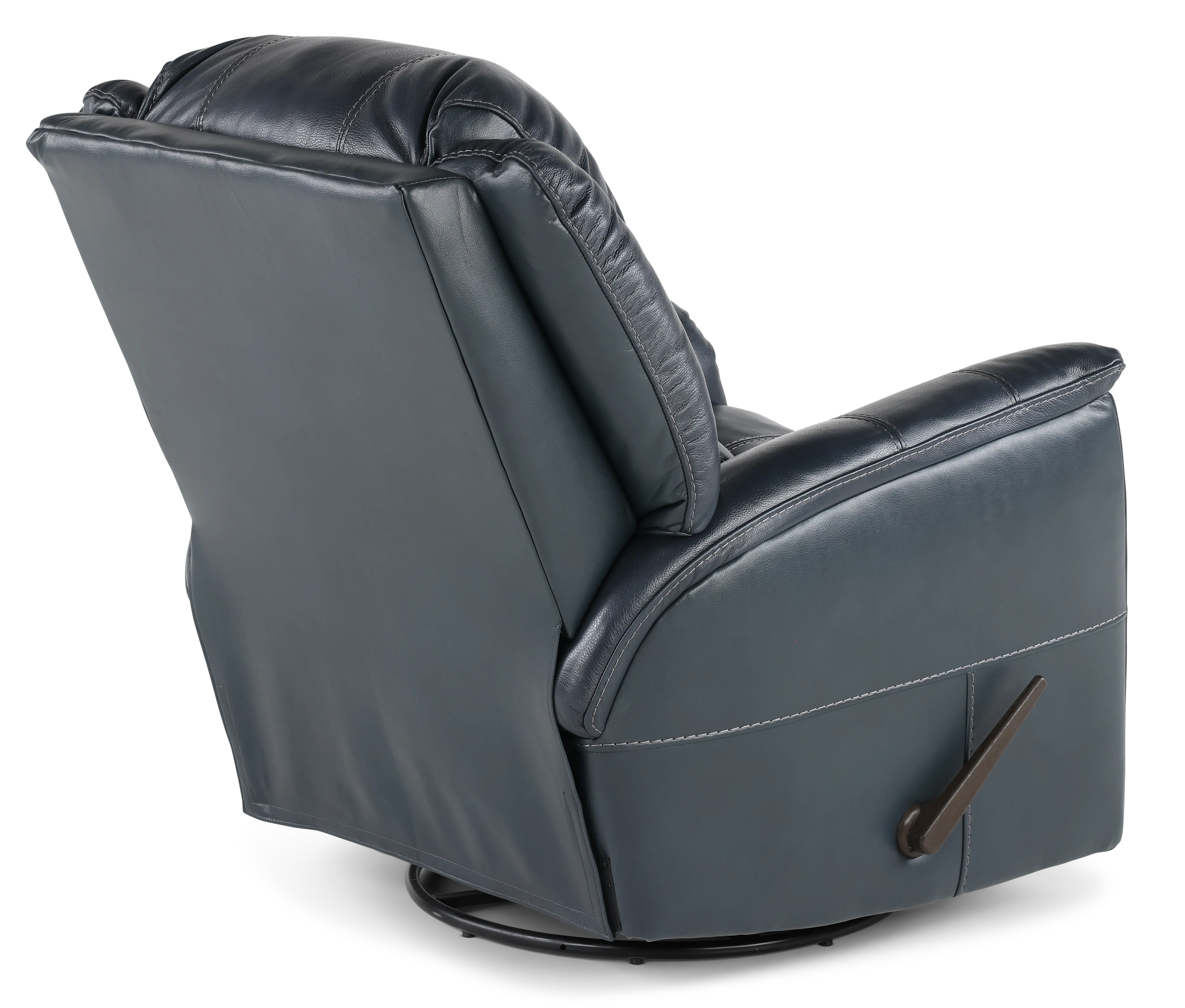 Nadi Ocean Blue Leather-Match Swivel Glider Recliner-7