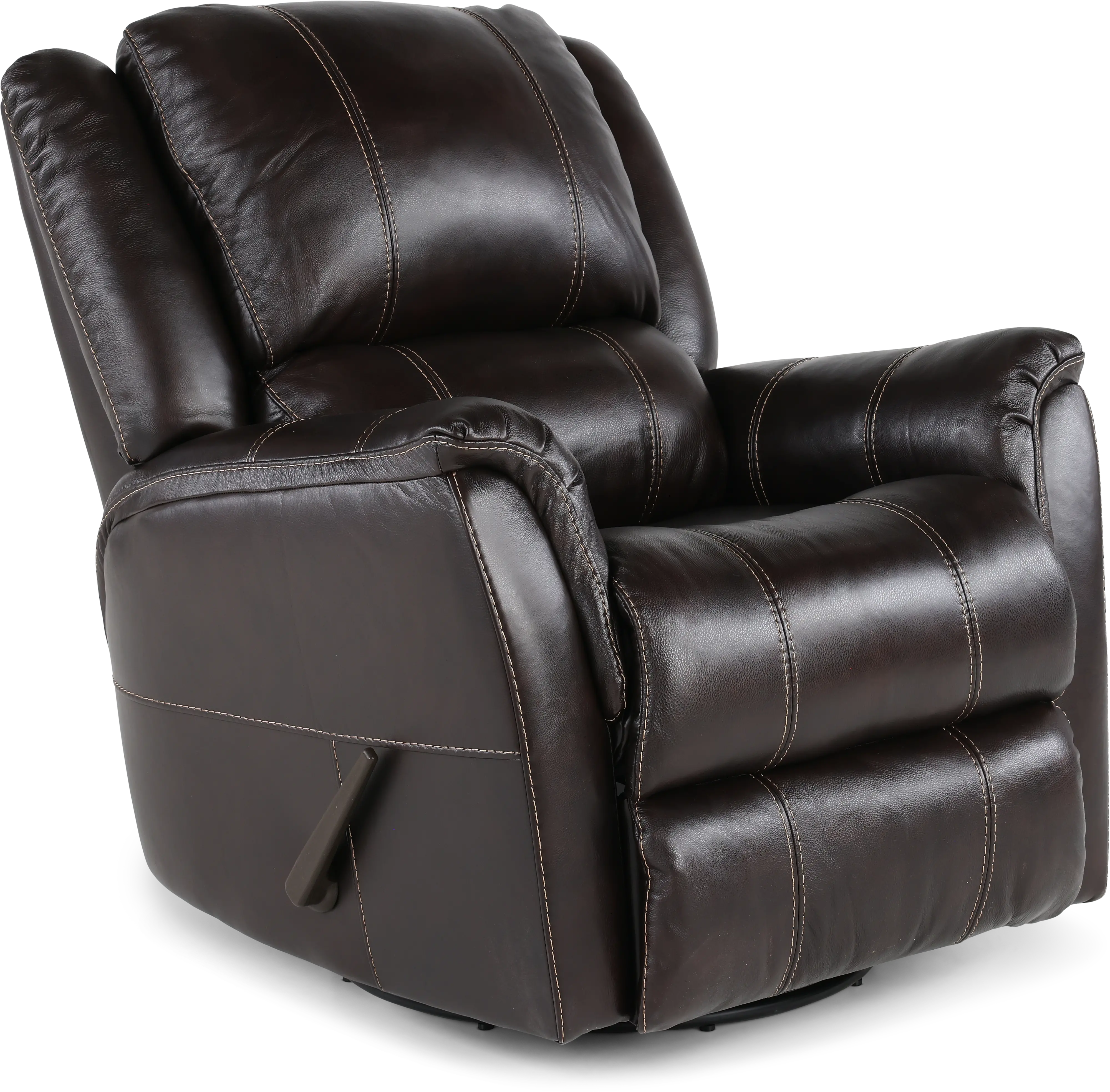 Nadi Walnut Leather-Match Swivel Glider Recliner-1