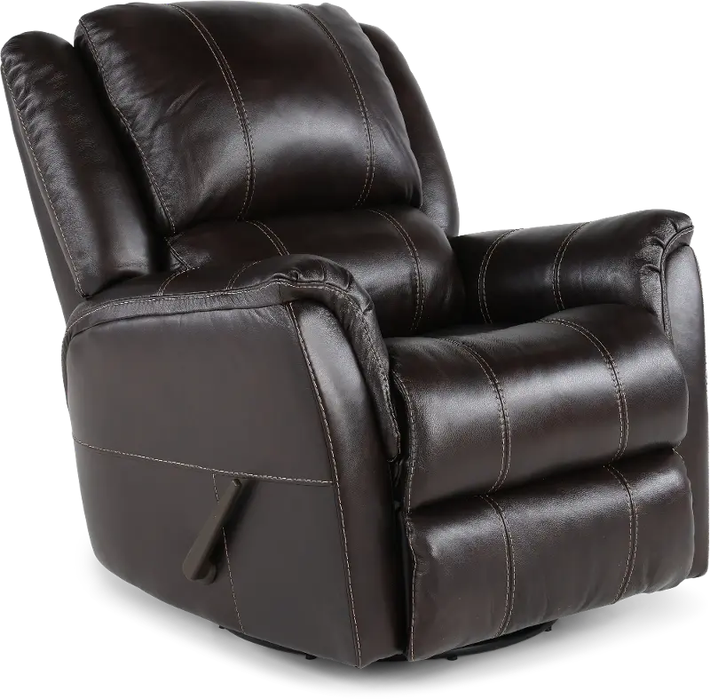 Nadi Walnut Leather-Match Swivel Glider Recliner