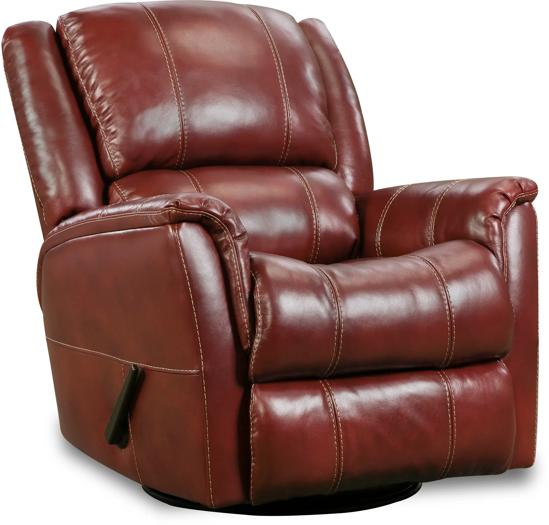 Nadi Red Leather-Match Swivel Glider Recliner-1