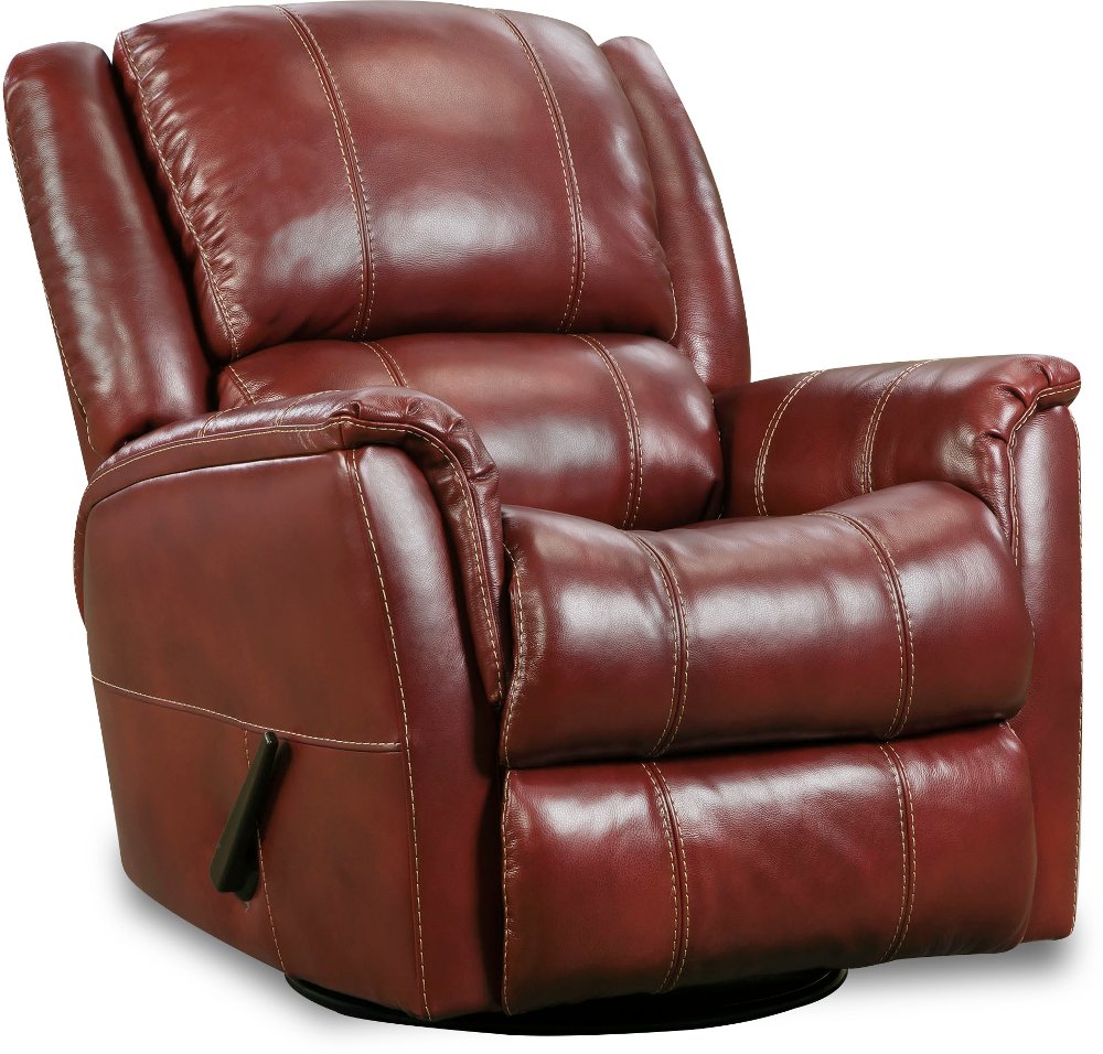 Nadi Red Leather-Match Swivel Glider Recliner