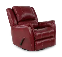 Nadi Red Leather-Match Swivel Glider Recliner