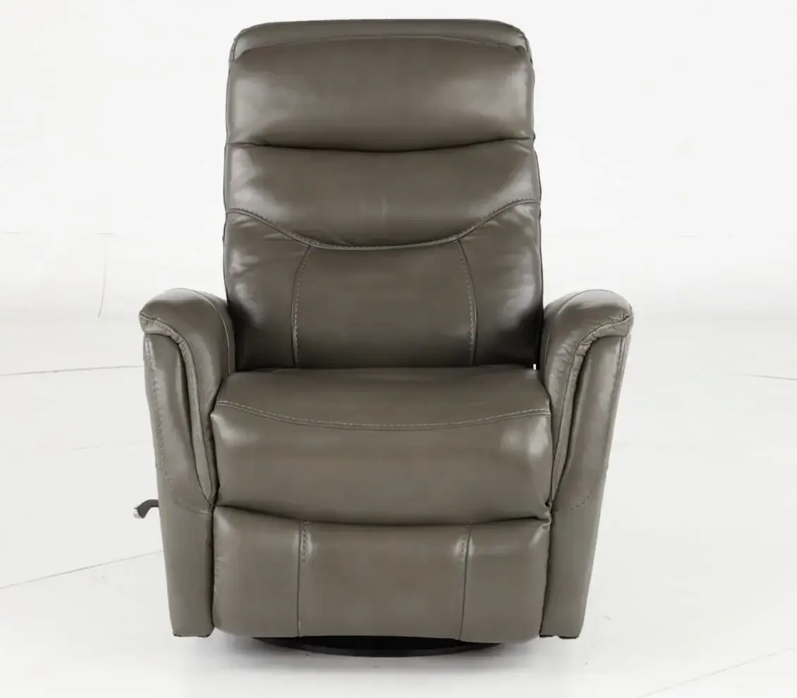 Slate Gray Leather-Match Swivel Glider Recliner-9