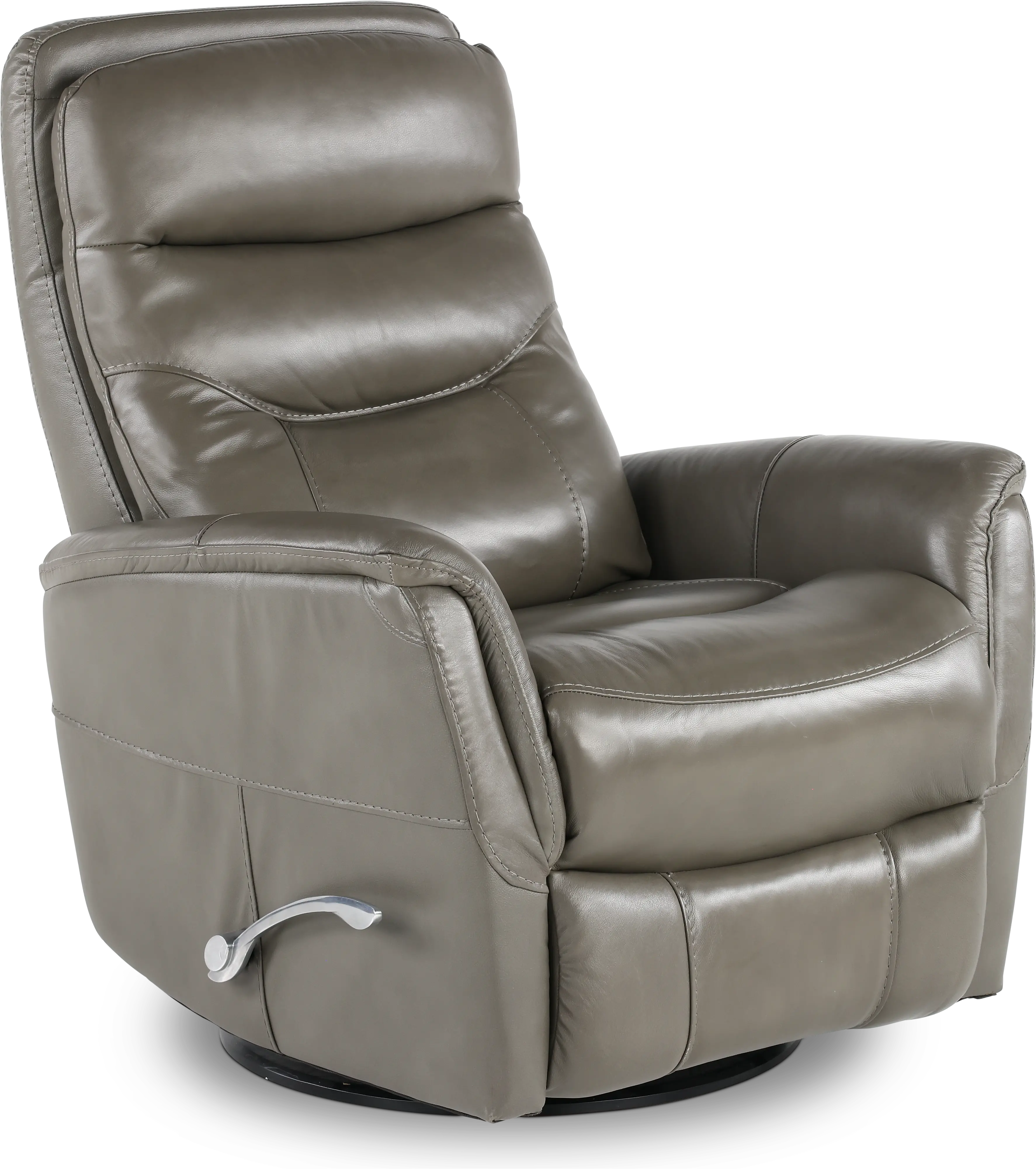 Slate Gray Leather-Match Swivel Glider Recliner-3