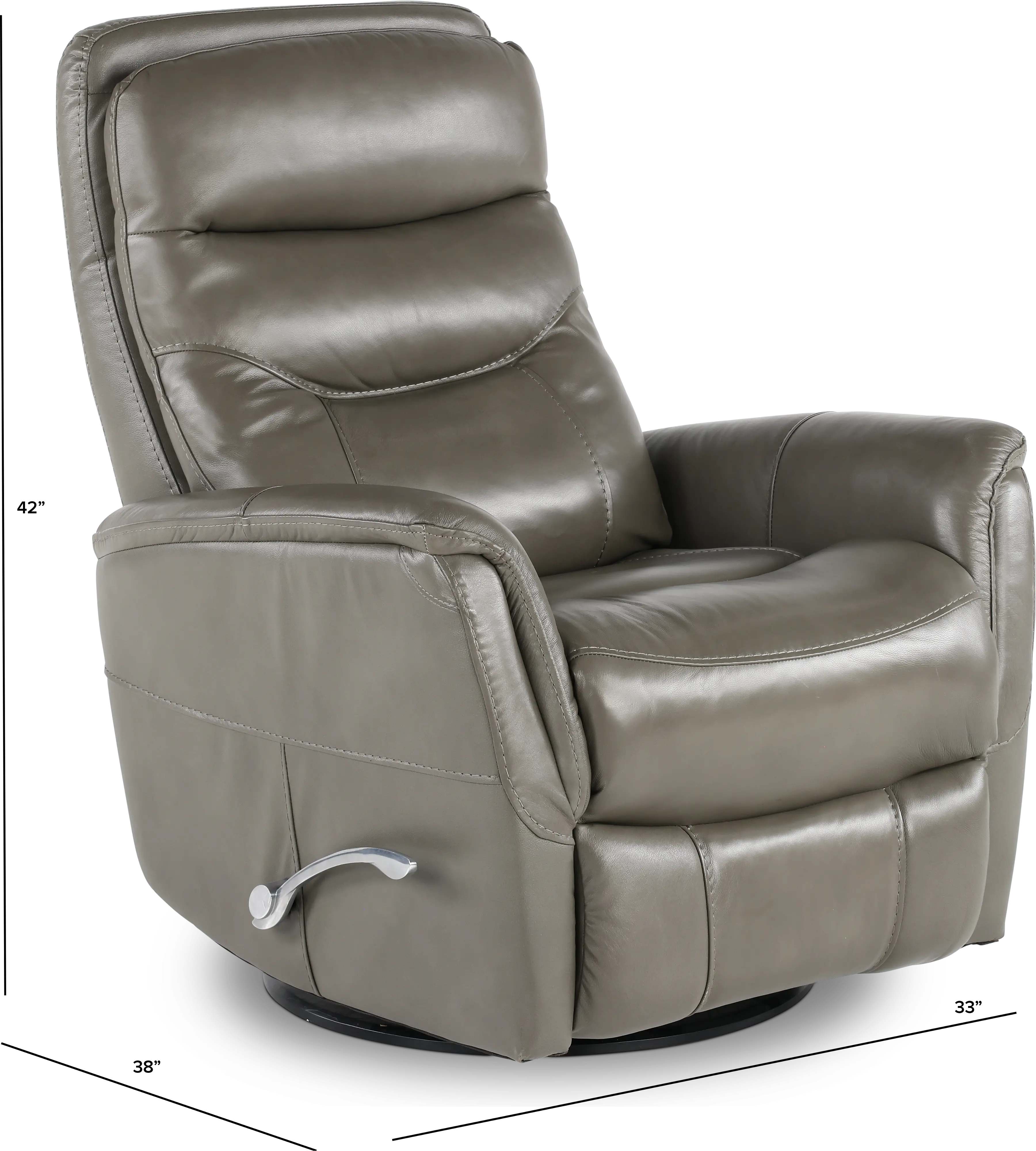Slate Gray Leather-Match Swivel Glider Recliner-2