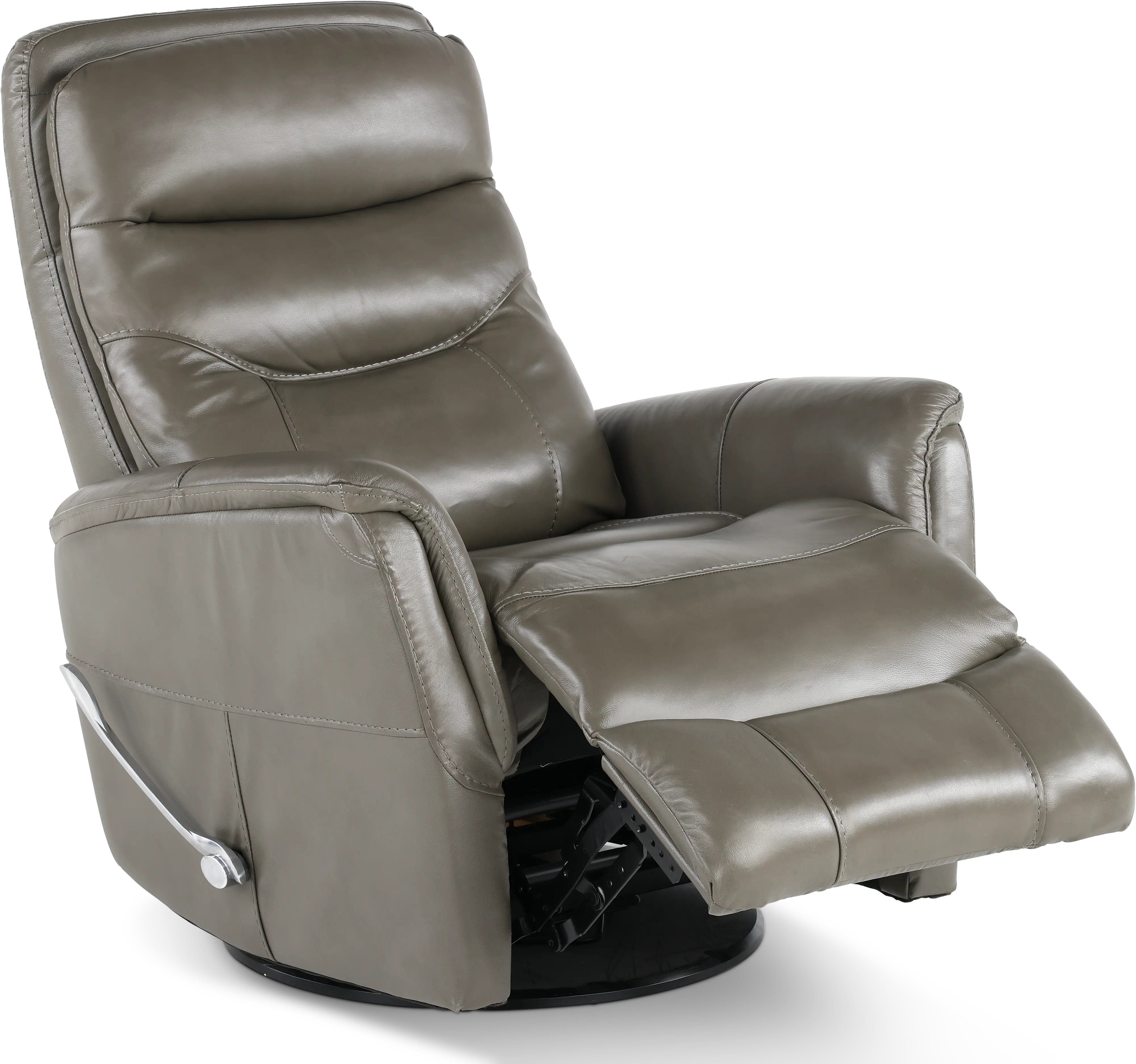 Slate Gray Leather-Match Swivel Glider Recliner-4
