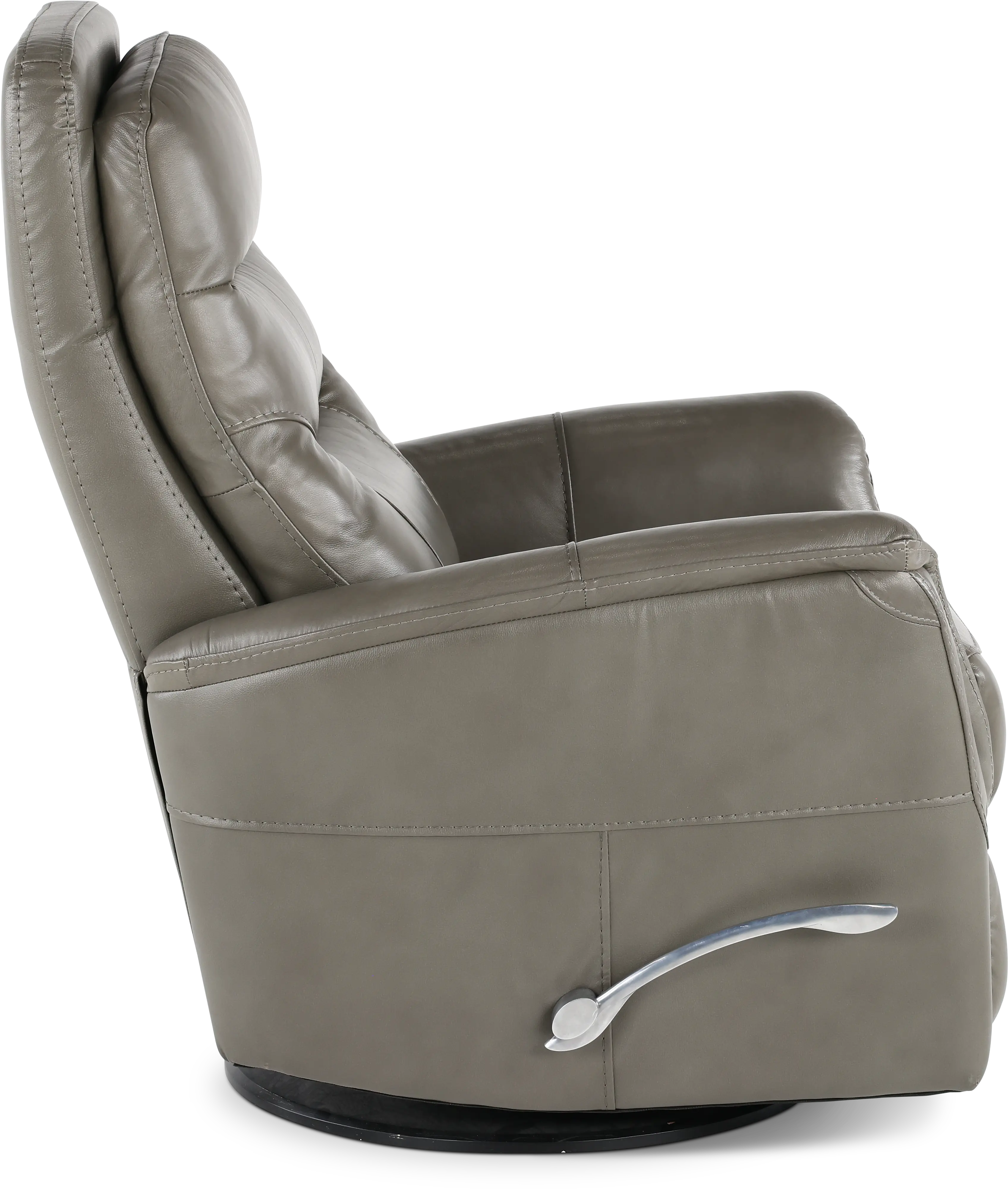 Slate Gray Leather-Match Swivel Glider Recliner-6