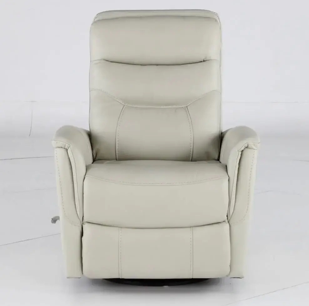 Ice White Leather-Match Swivel Glider Recliner-9