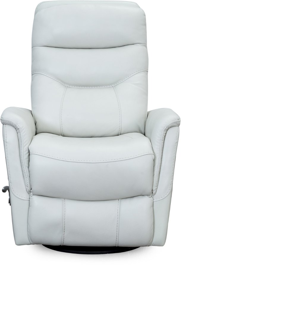 Ice White Leather-Match Swivel Glider Recliner