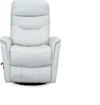 Ice White Leather-Match Swivel Glider Recliner
