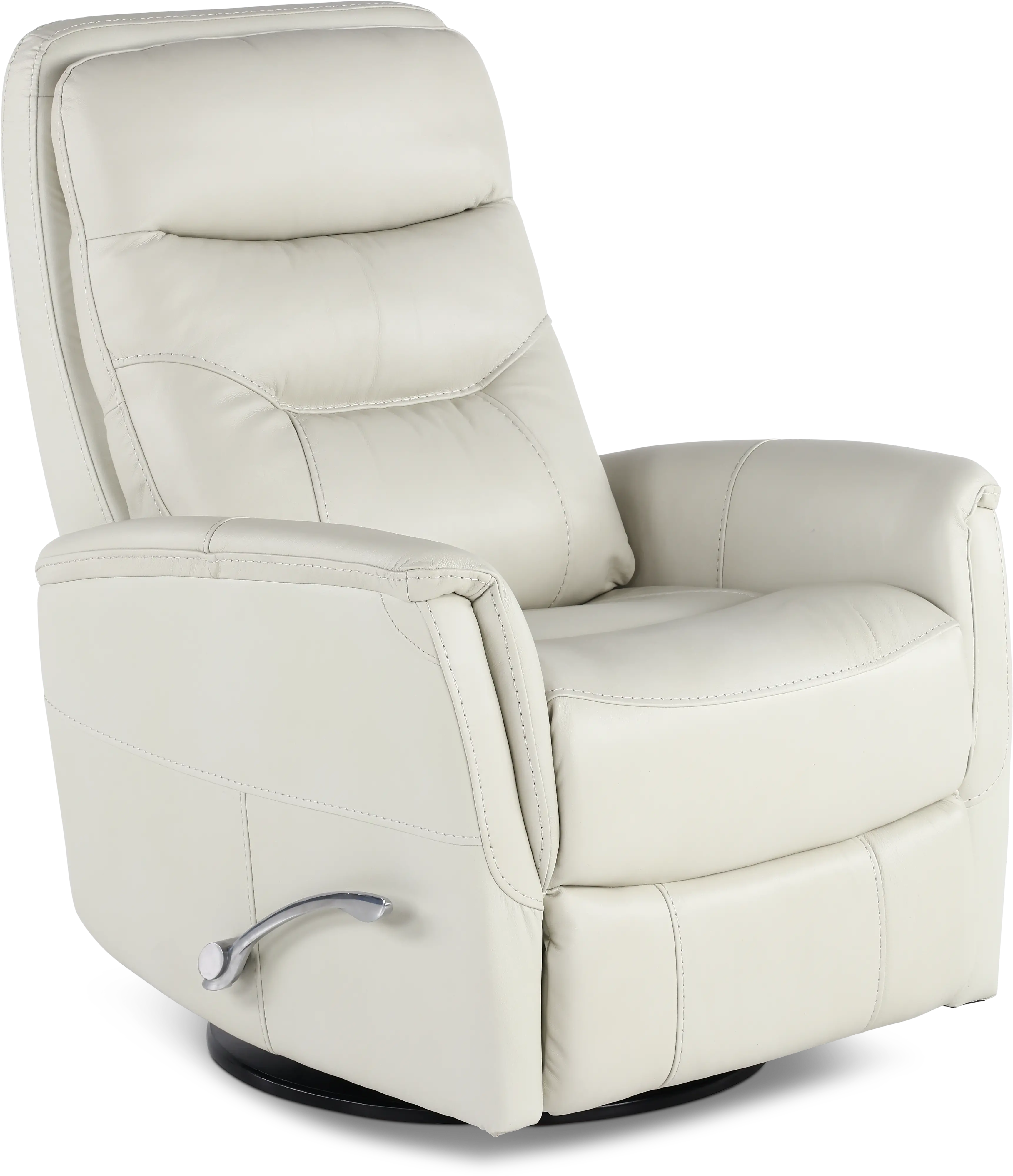 Ice White Leather-Match Swivel Glider Recliner-3