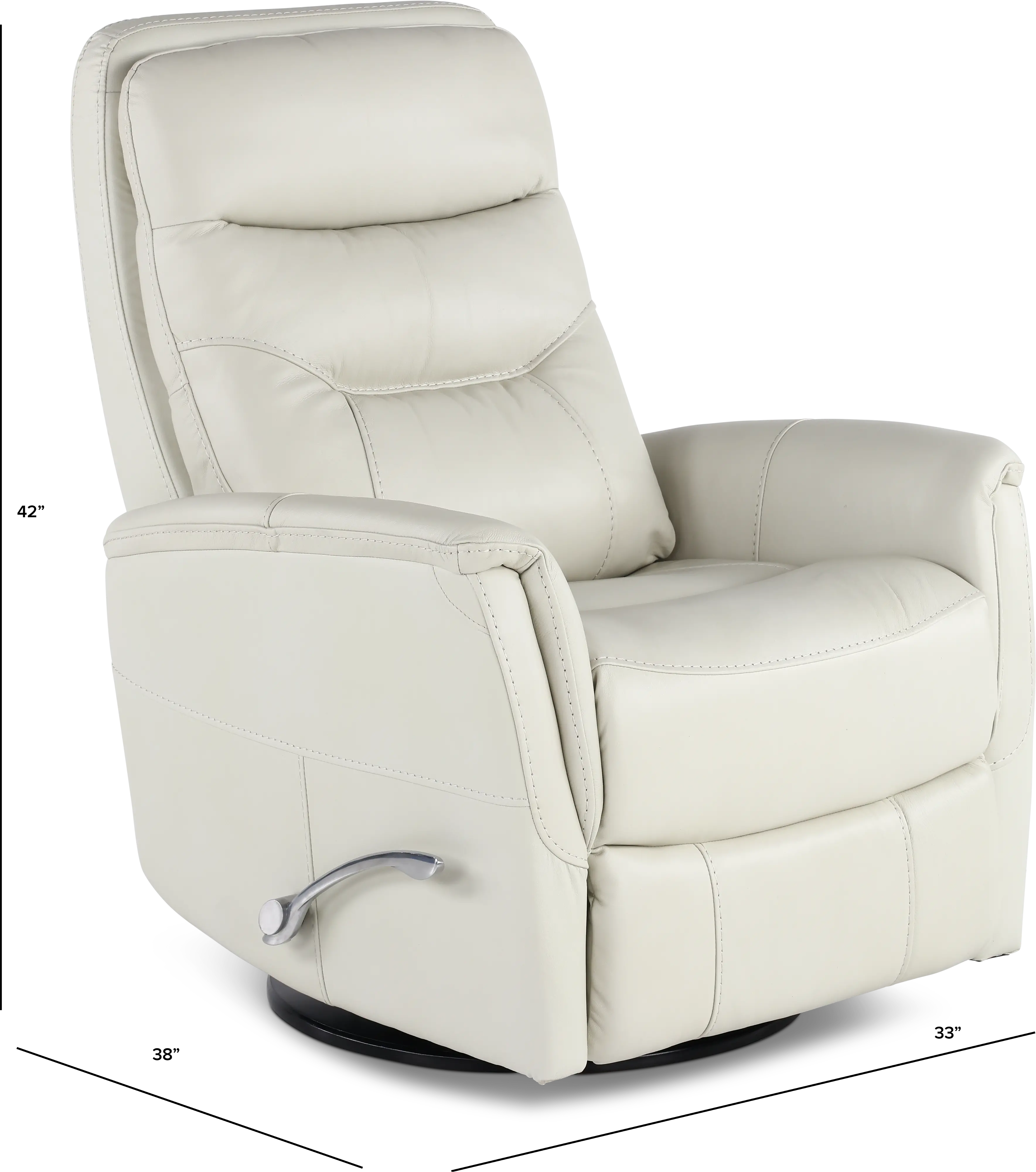 Ice White Leather-Match Swivel Glider Recliner-2