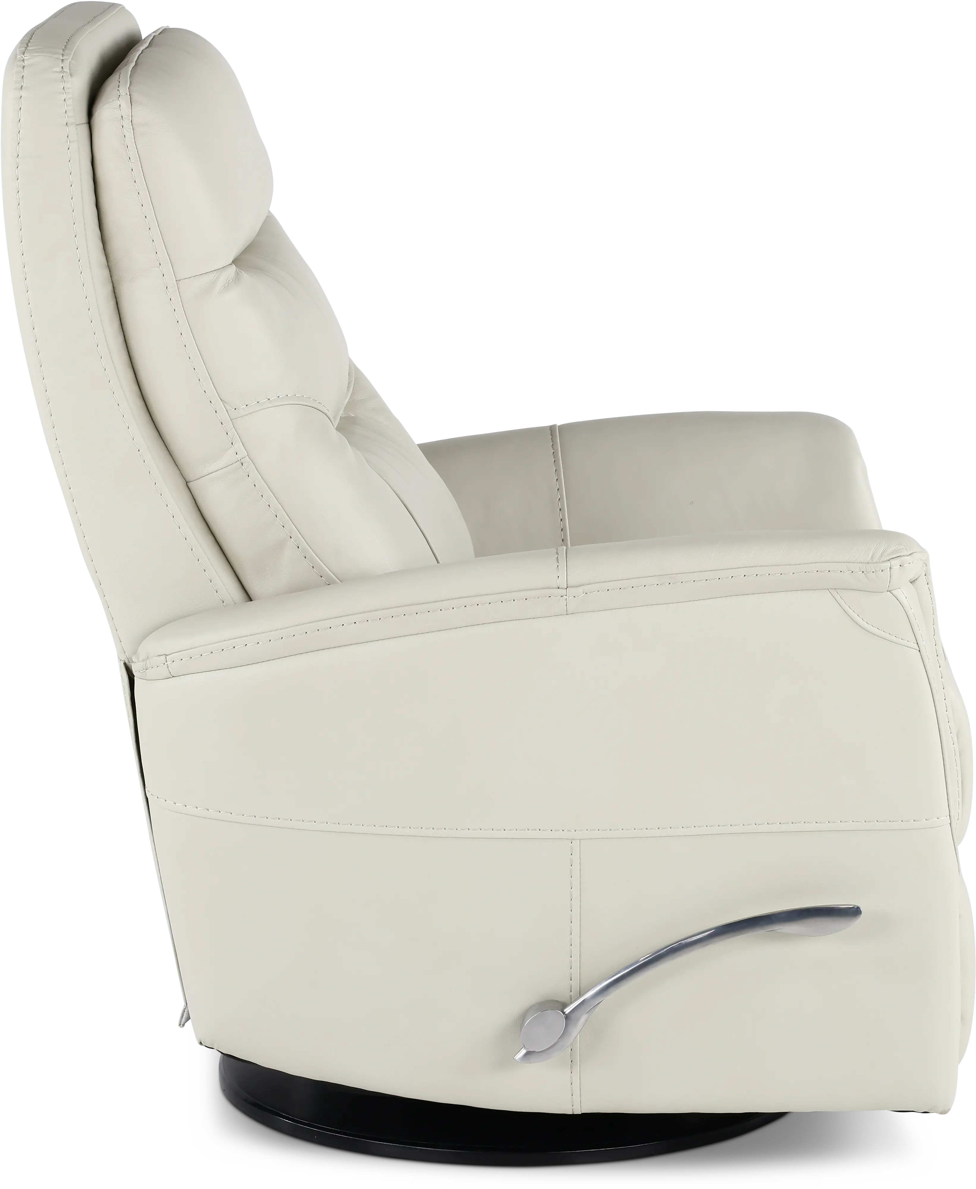 Ice White Leather-Match Swivel Glider Recliner-6