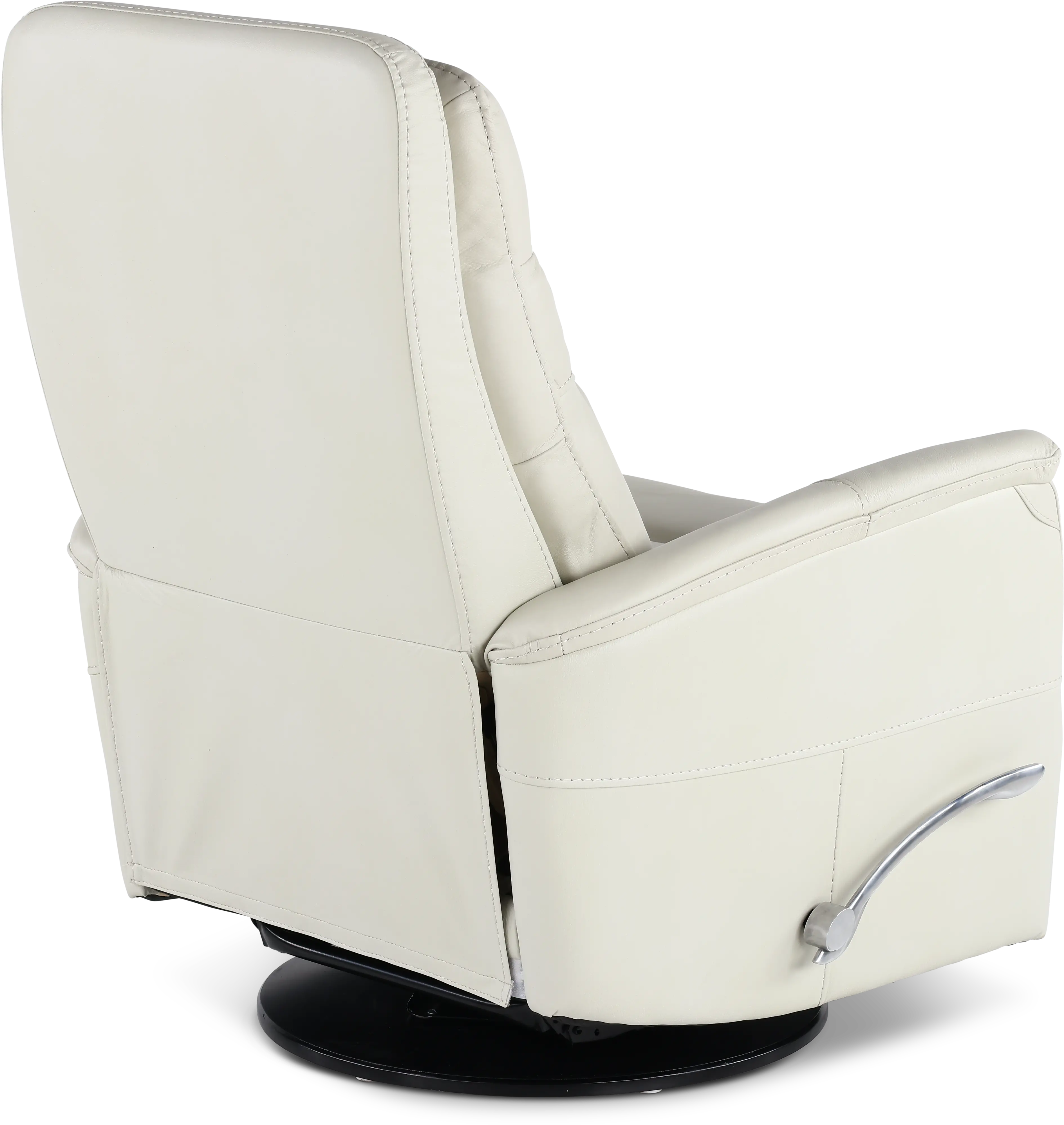 Ice White Leather-Match Swivel Glider Recliner-7