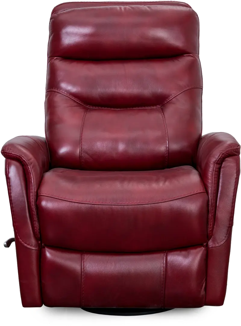 Burgundy Leather-Match Swivel Glider Recliner