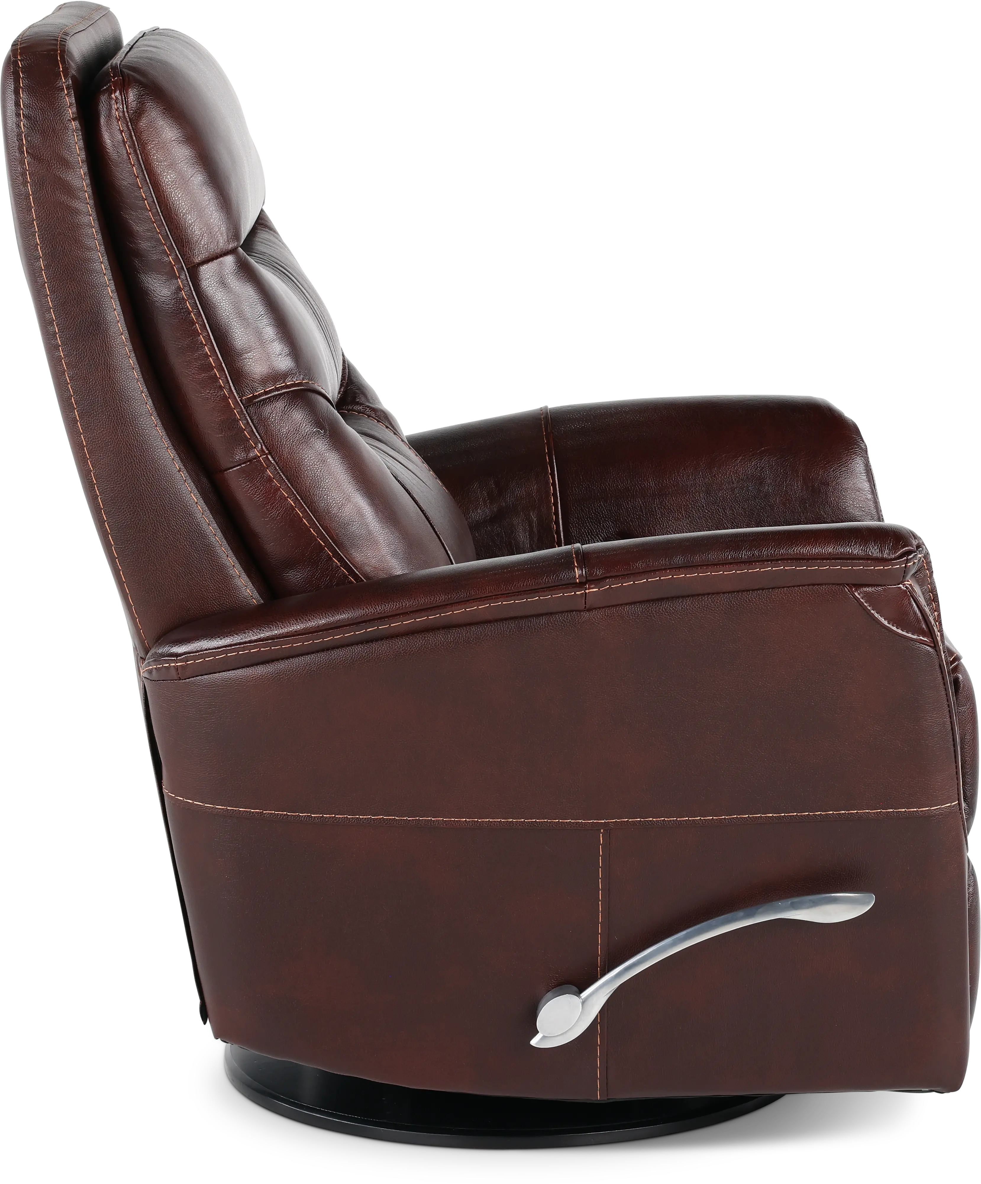 Burgundy Leather-Match Swivel Glider Recliner-6