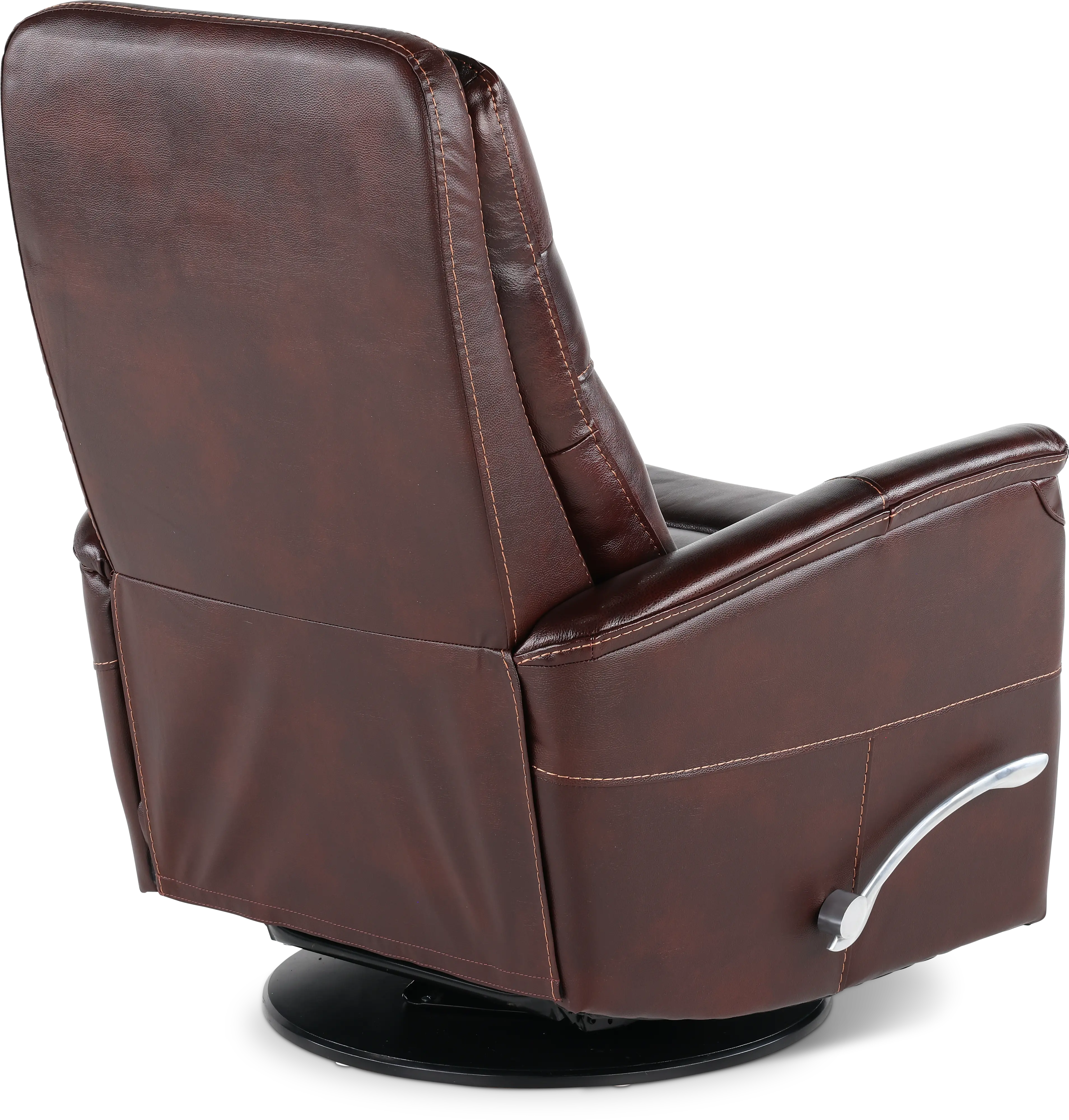 Burgundy Leather-Match Swivel Glider Recliner-7
