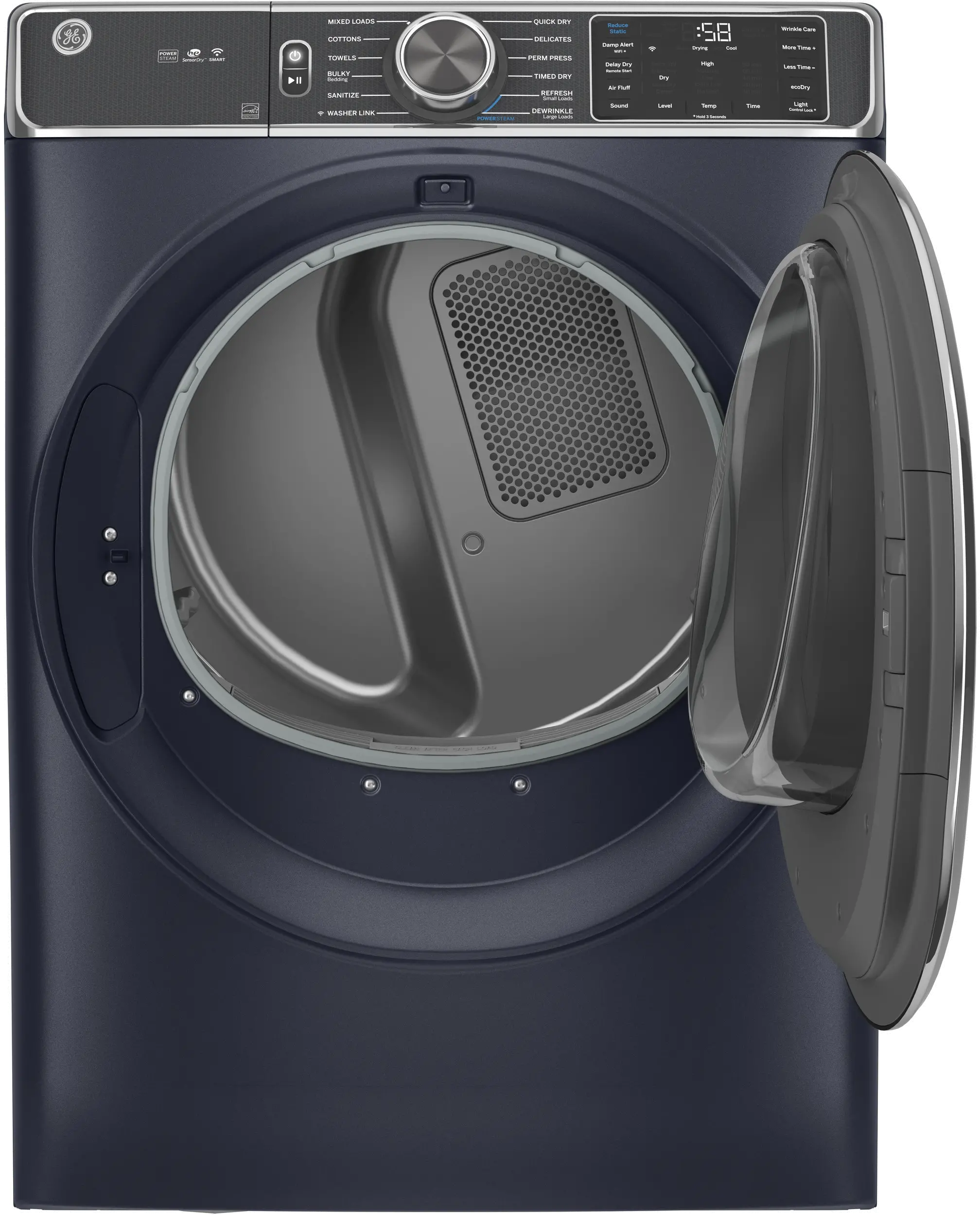 GFD85GSPNRS GE 7.8 cu. ft. Capacity Smart Front Load Gas Dryer with Steam - Sapphire Blue-4