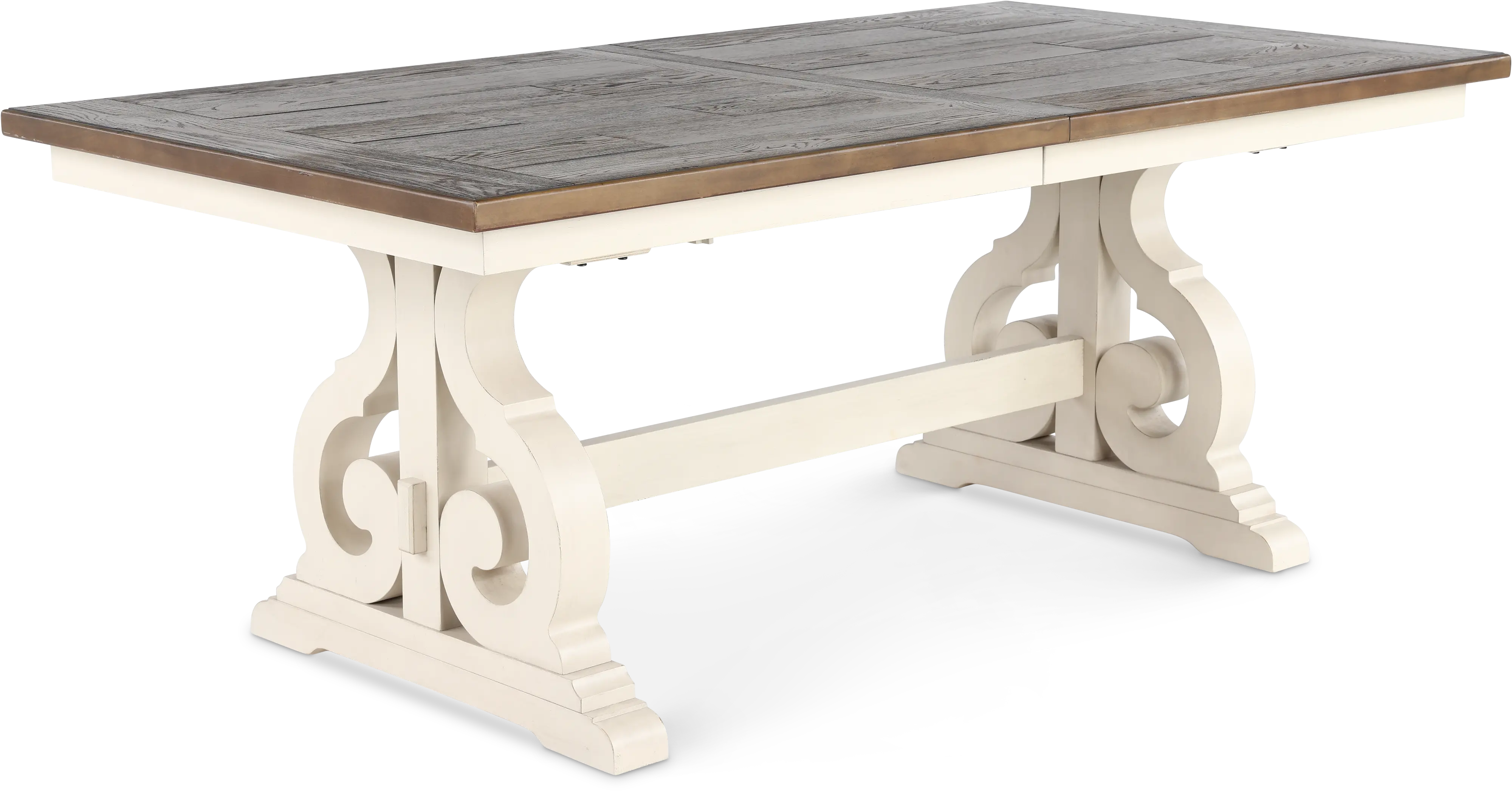Drake White and Brown Trestle Dining Room Table-4