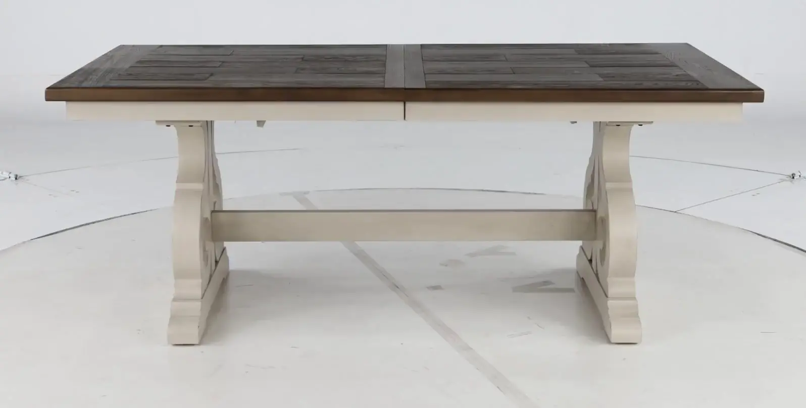 Drake White and Brown Trestle Dining Room Table-5