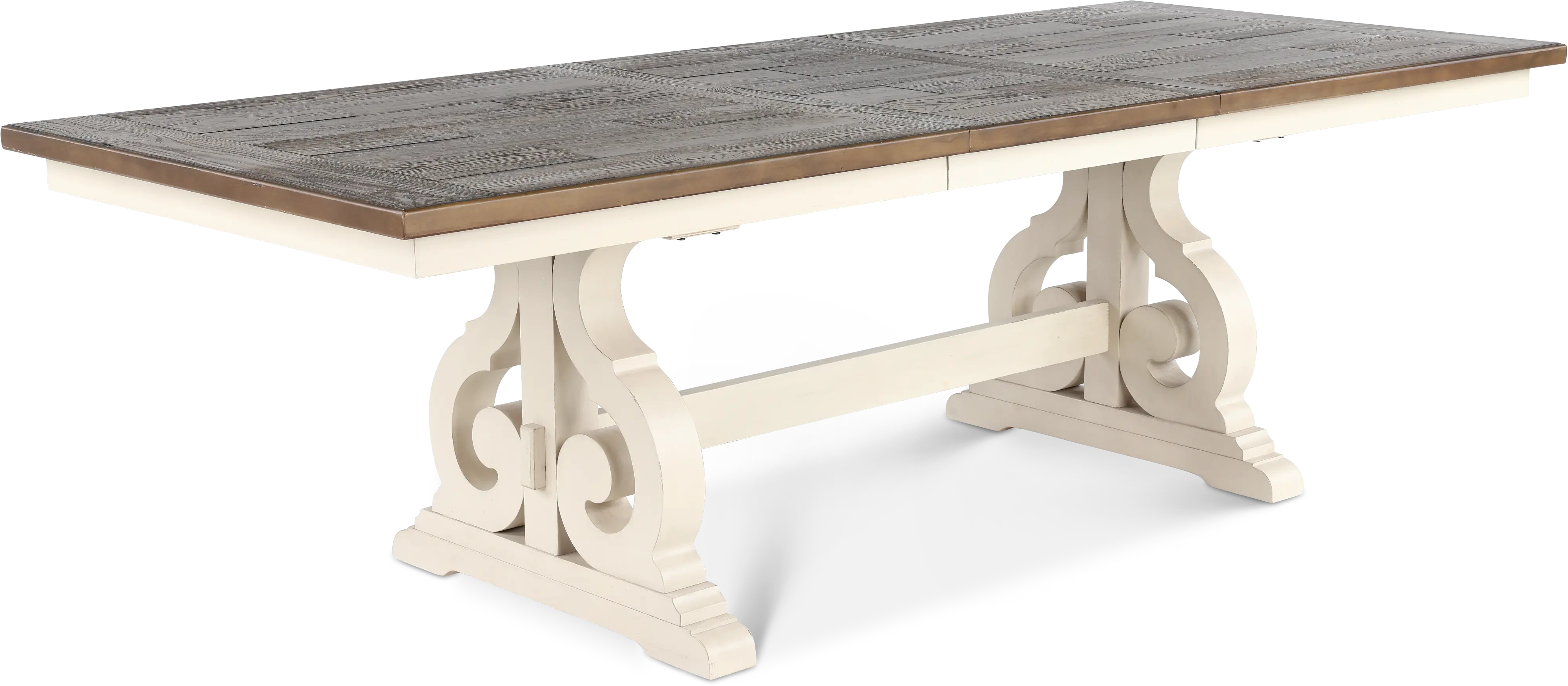 Drake White and Brown Trestle Dining Room Table-6