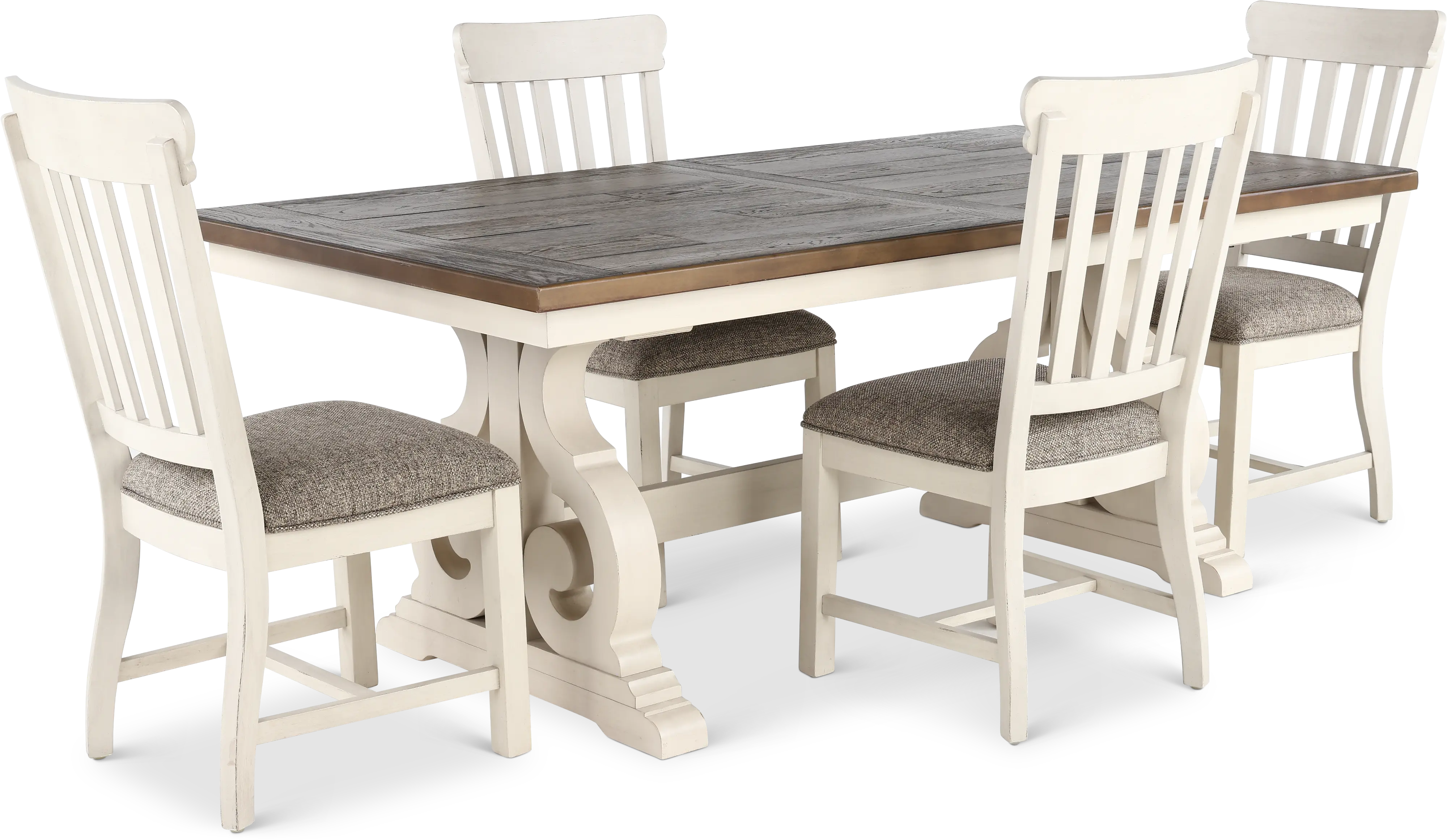 Drake White and Brown 5 Piece Dining Set-1