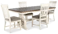 Drake White and Dark Brown Extendable 5-Piece Dining Set