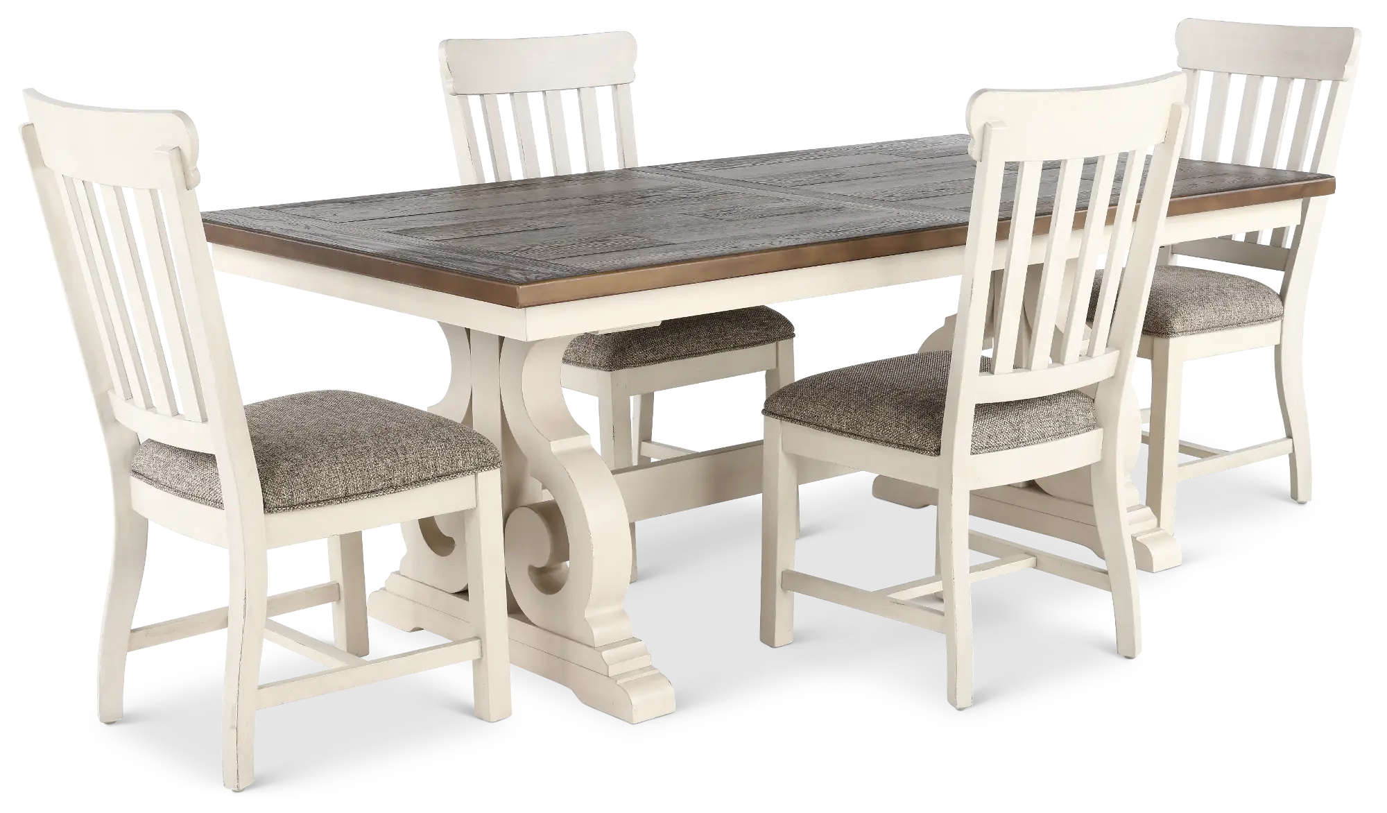 Drake White and Dark Brown Extendable 5-Piece Dining Set | RC Willey