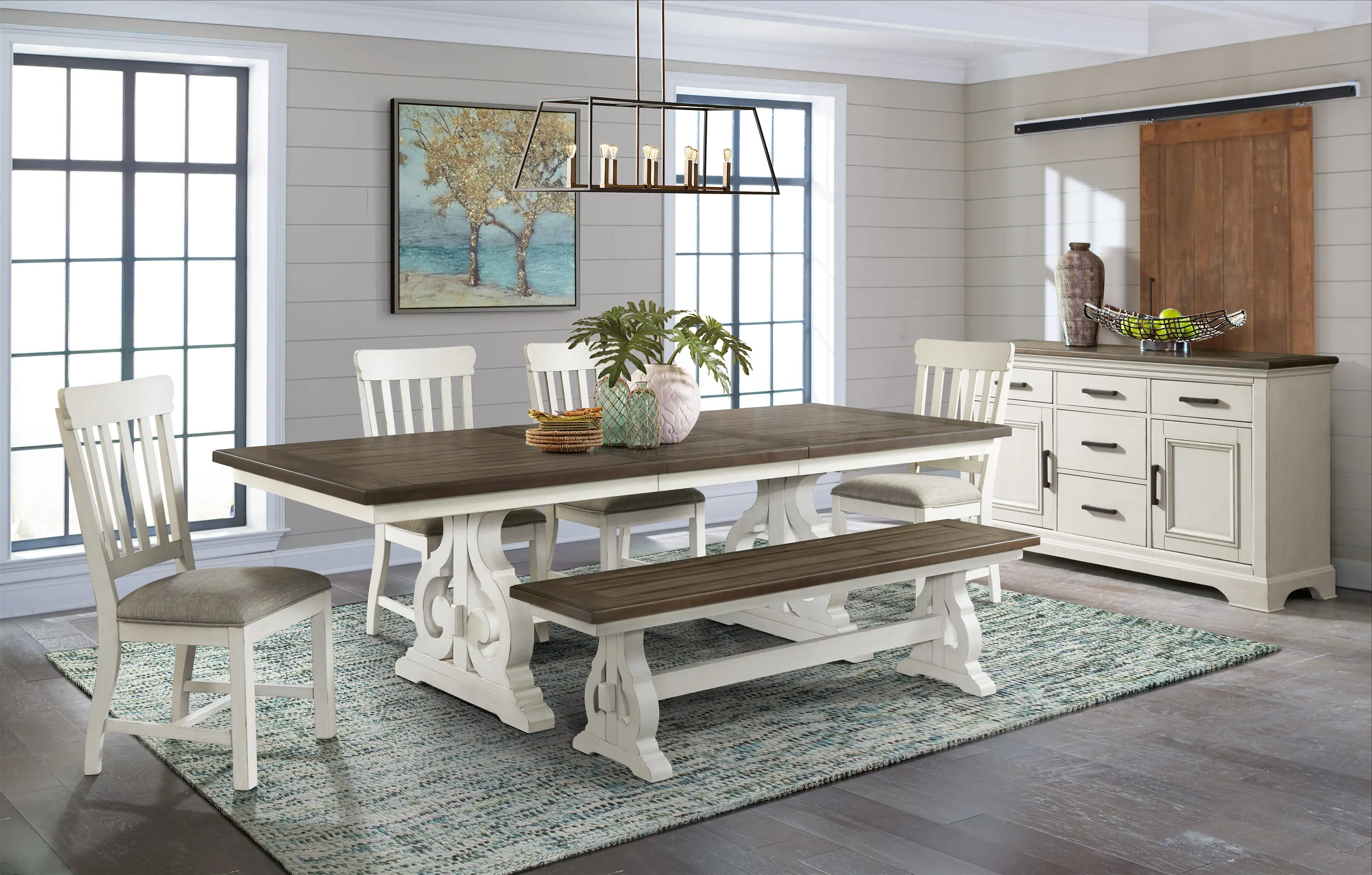 Drake White and Brown 6 Piece Dining Set-2