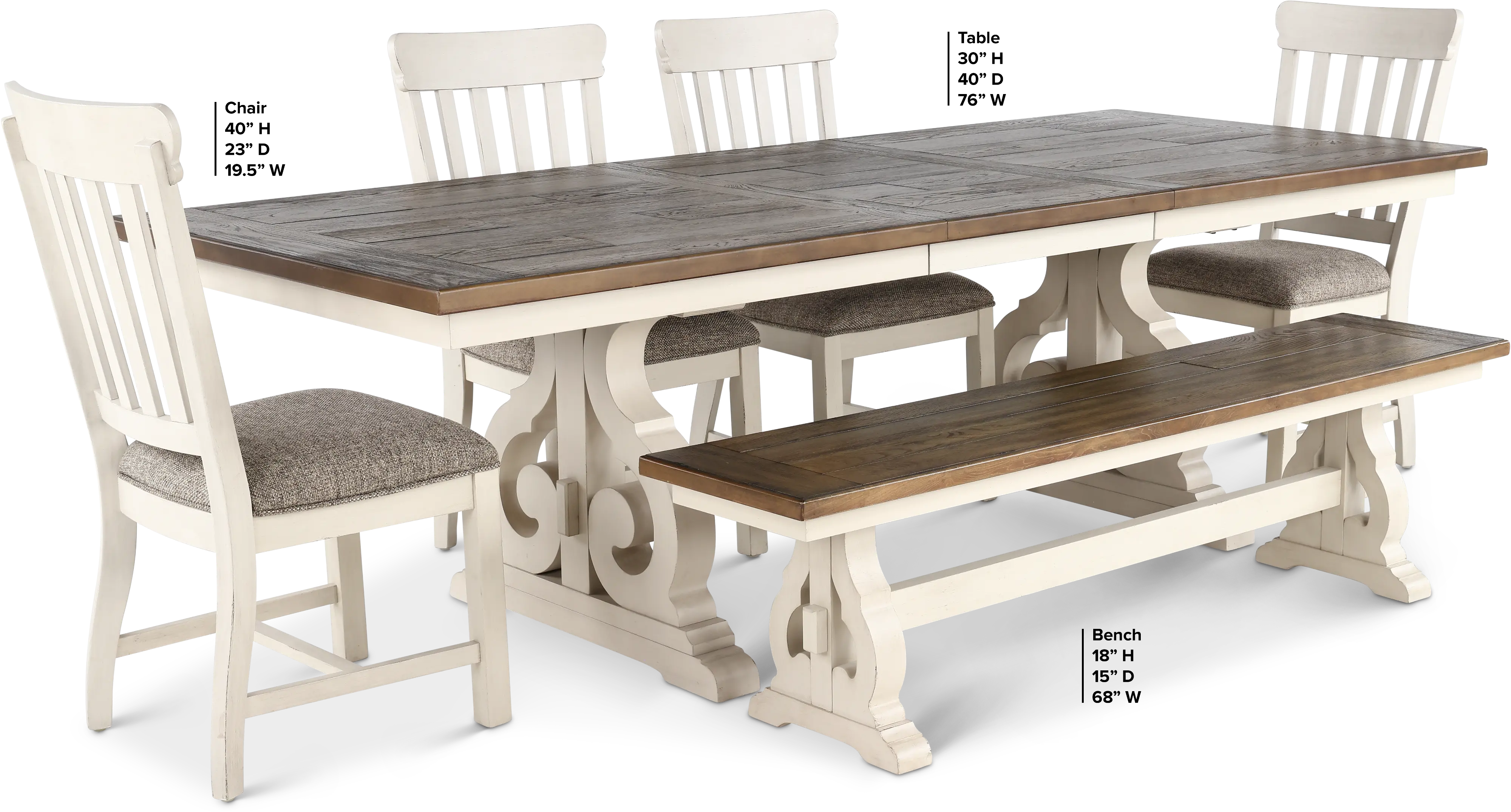 Drake White and Brown 6 Piece Dining Set-3