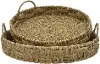 17  Round Sea Grass Tray with Handles