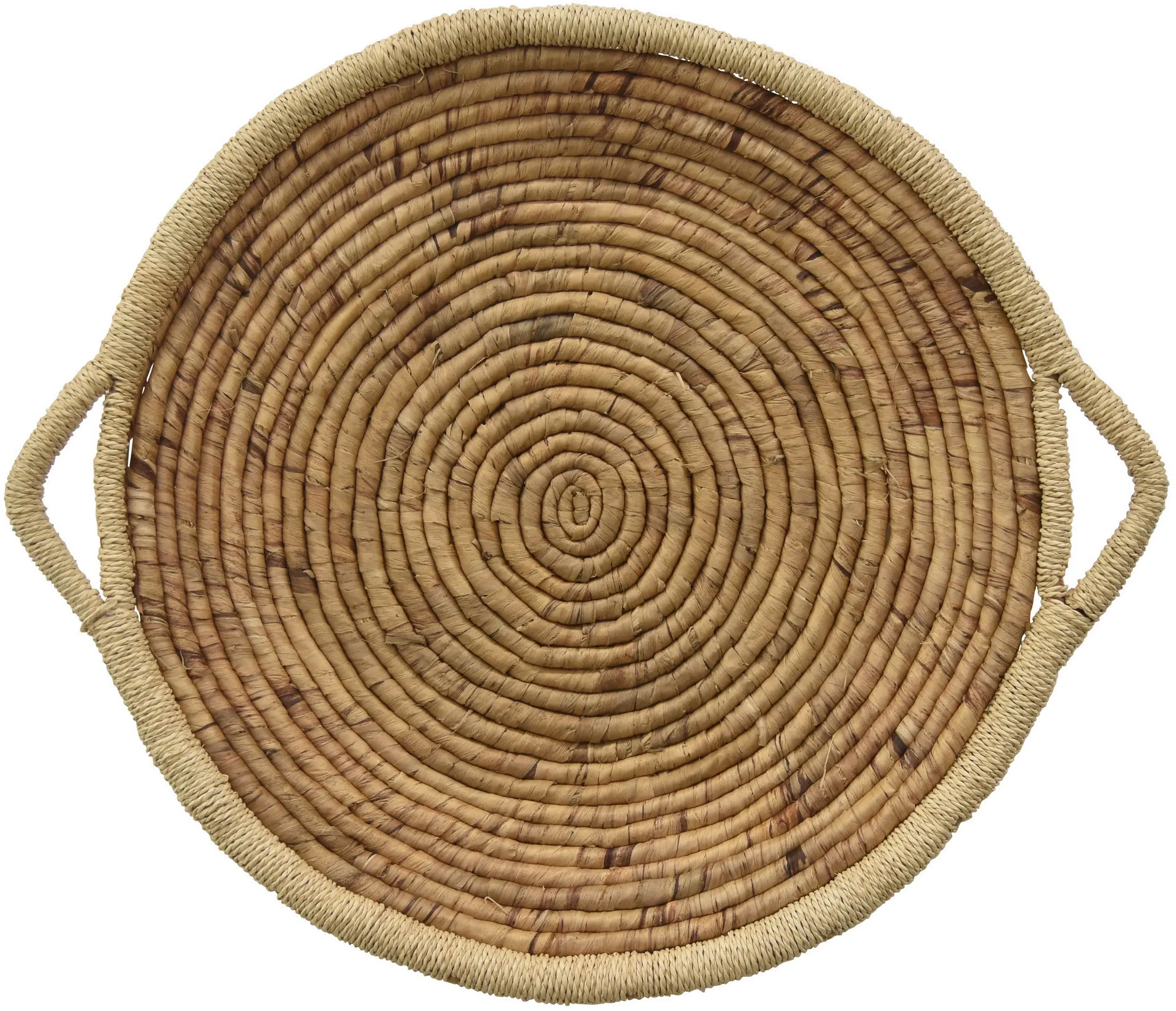 24  Round Water Hyacinth Tray with Handles-1