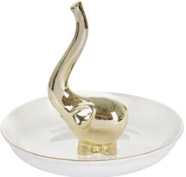 White Gold Ceramic Elephant Ring Holder-1