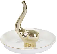 White Gold Ceramic Elephant Ring Holder