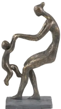 12 Inch Bronze Mother and Child Polyresin Sculpture