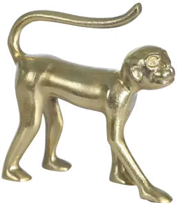 10 Inch Gold Aluminum Walking Monkey Sculpture-1
