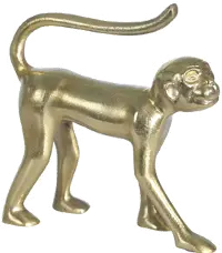 10 Inch Gold Aluminum Walking Monkey Sculpture