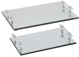 20  Rectangle Mirrored Tray with Handles-1