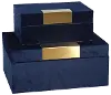 9 Inch Navy Blue and Gold Velveteen Jewelry Box