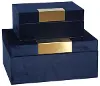 7 Inch Navy Blue and Gold Velveteen Jewelry Box